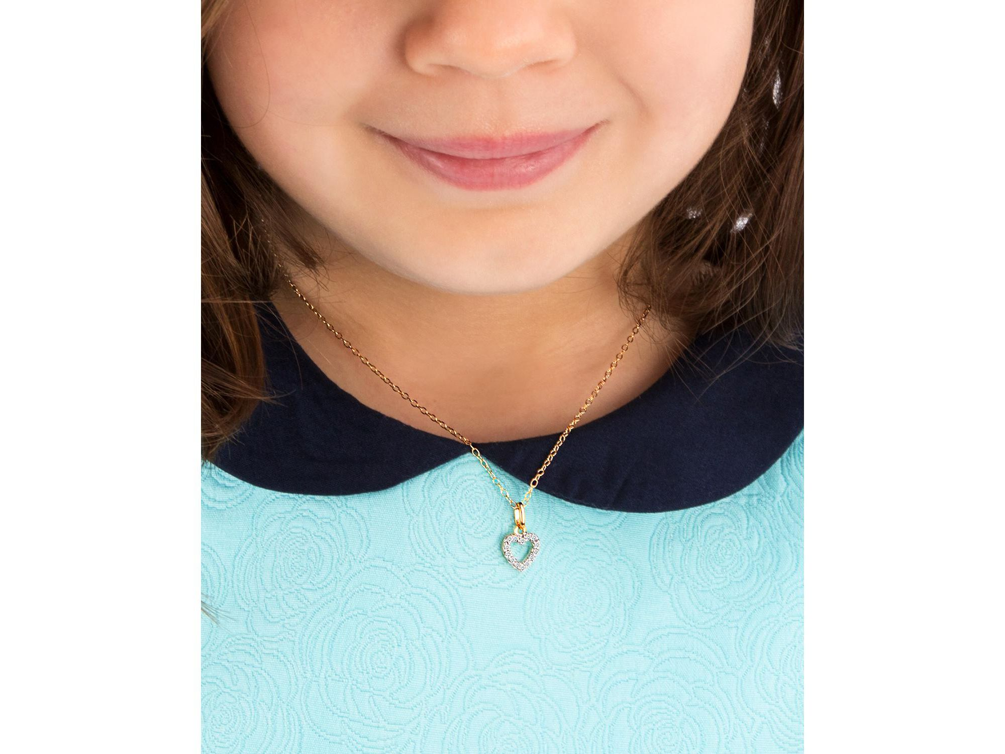 Children's 14K Gold Pure Splendor Diamond Heart Girls' 12-14" Necklace — Image 3