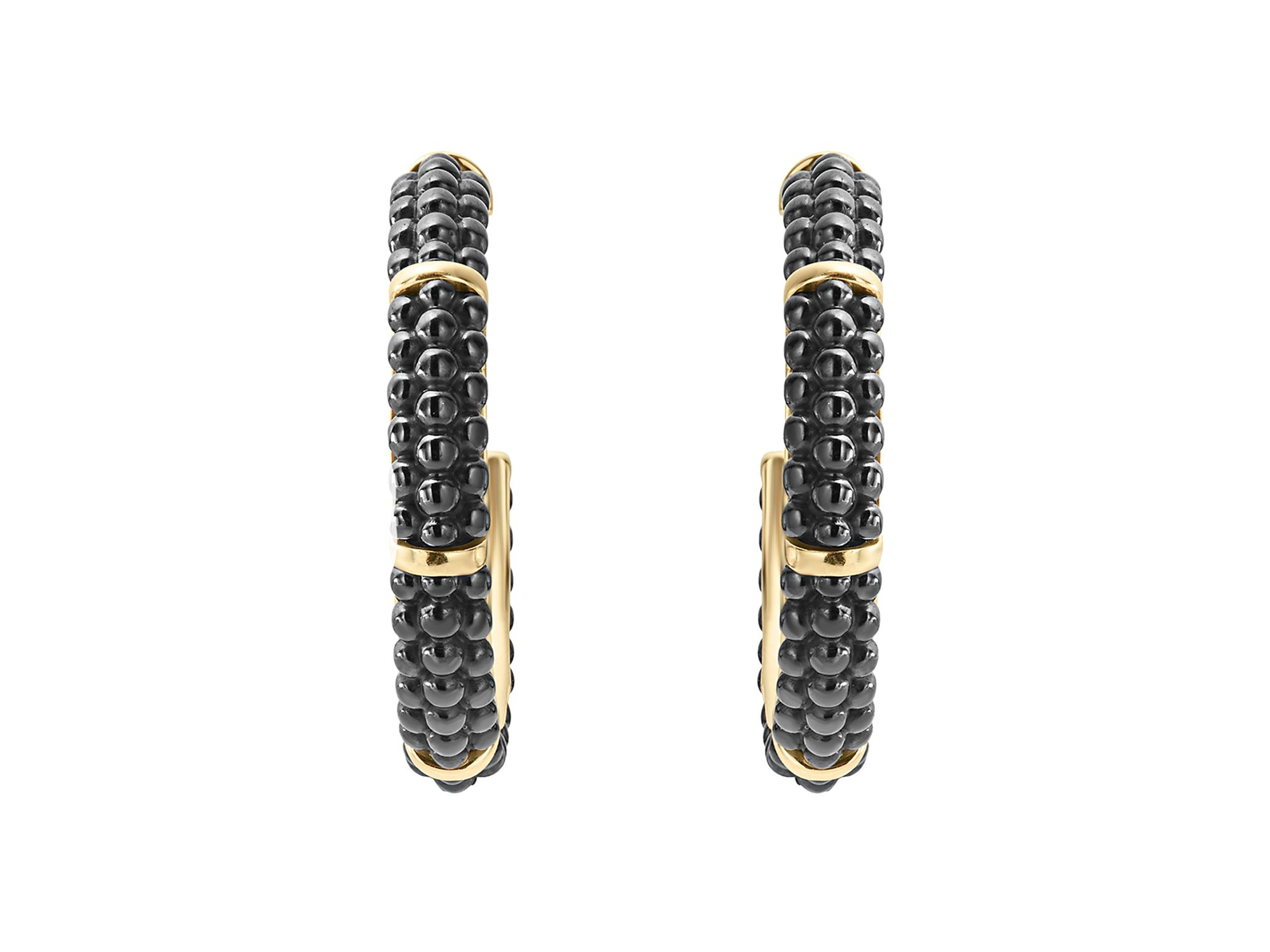Gold & Black Caviar Collection 18K Gold & Ceramic Hoop Earrings — Image 3