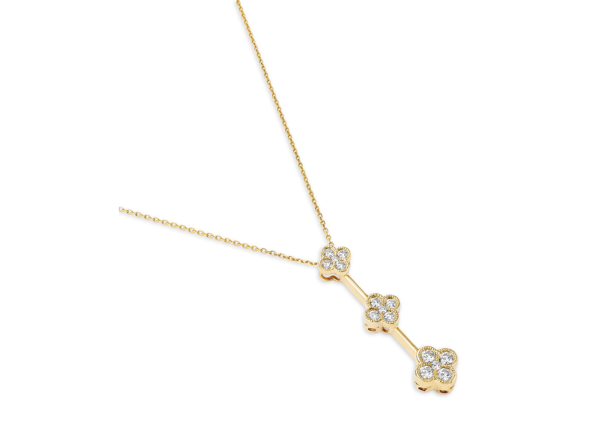 Diamond Clover Pendant Necklace in 14K Yellow Gold, 0.50 tcw — Image 3
