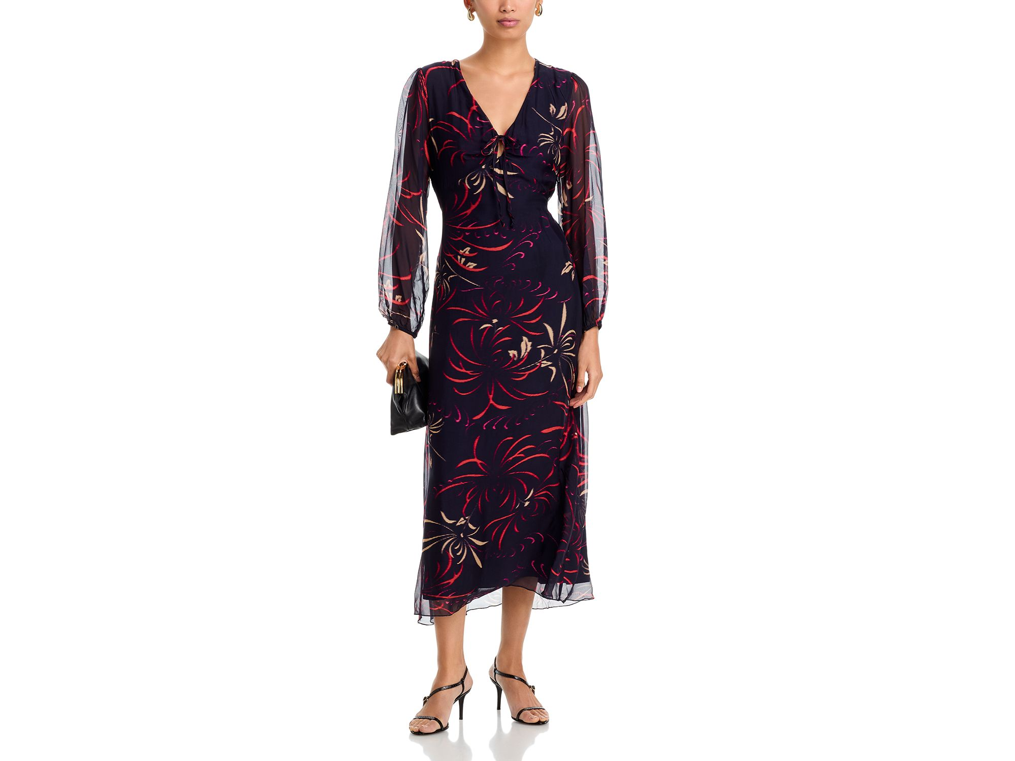 Printed V Neck Dress — Image 4