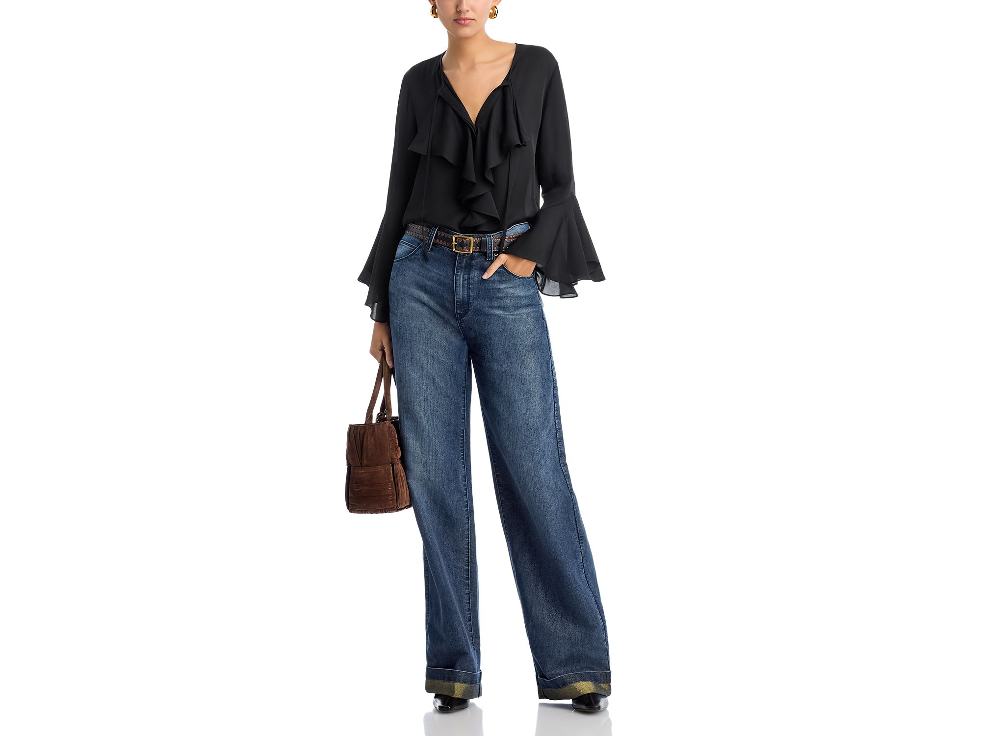 Georgia Wide Leg Metallic Jeans in Indigo — Image 5