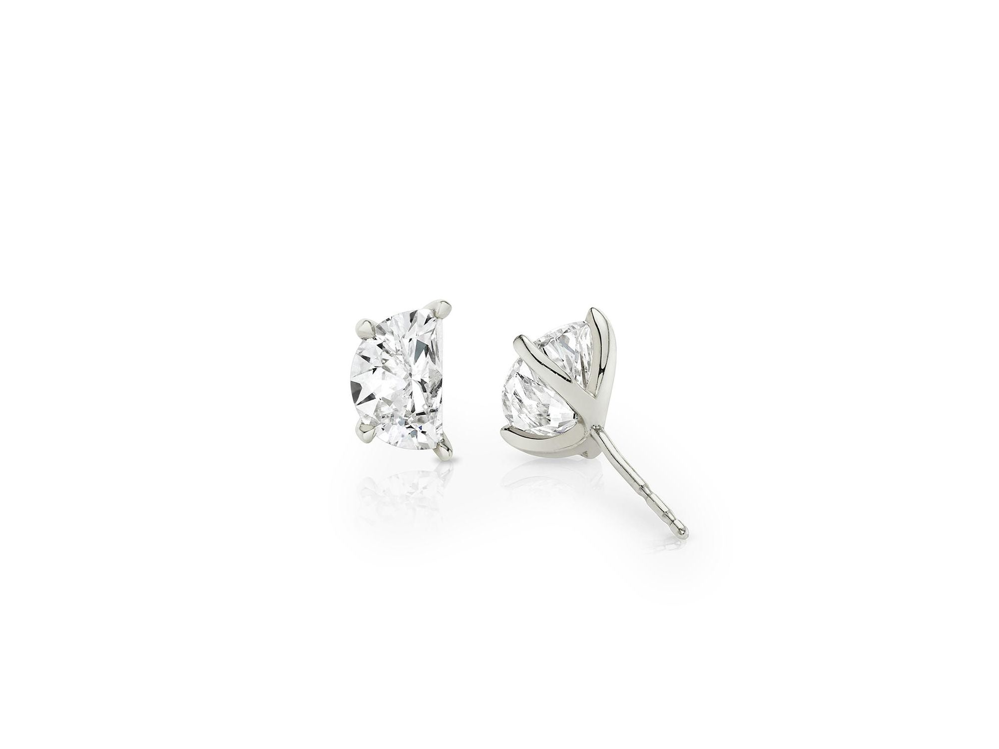 Iconic Lab-Grown Diamond Stud Earrings in 14K Yellow Gold, 1.5ctw Half Moon Lab Grown Diamonds — Image 3