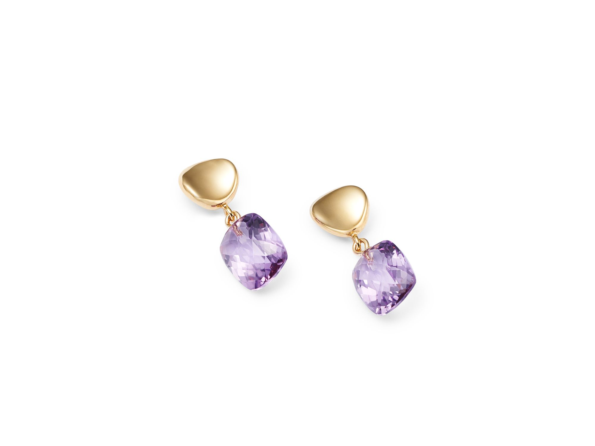 Amethyst Drop Earrings in 14K Yellow Gold — Image 4