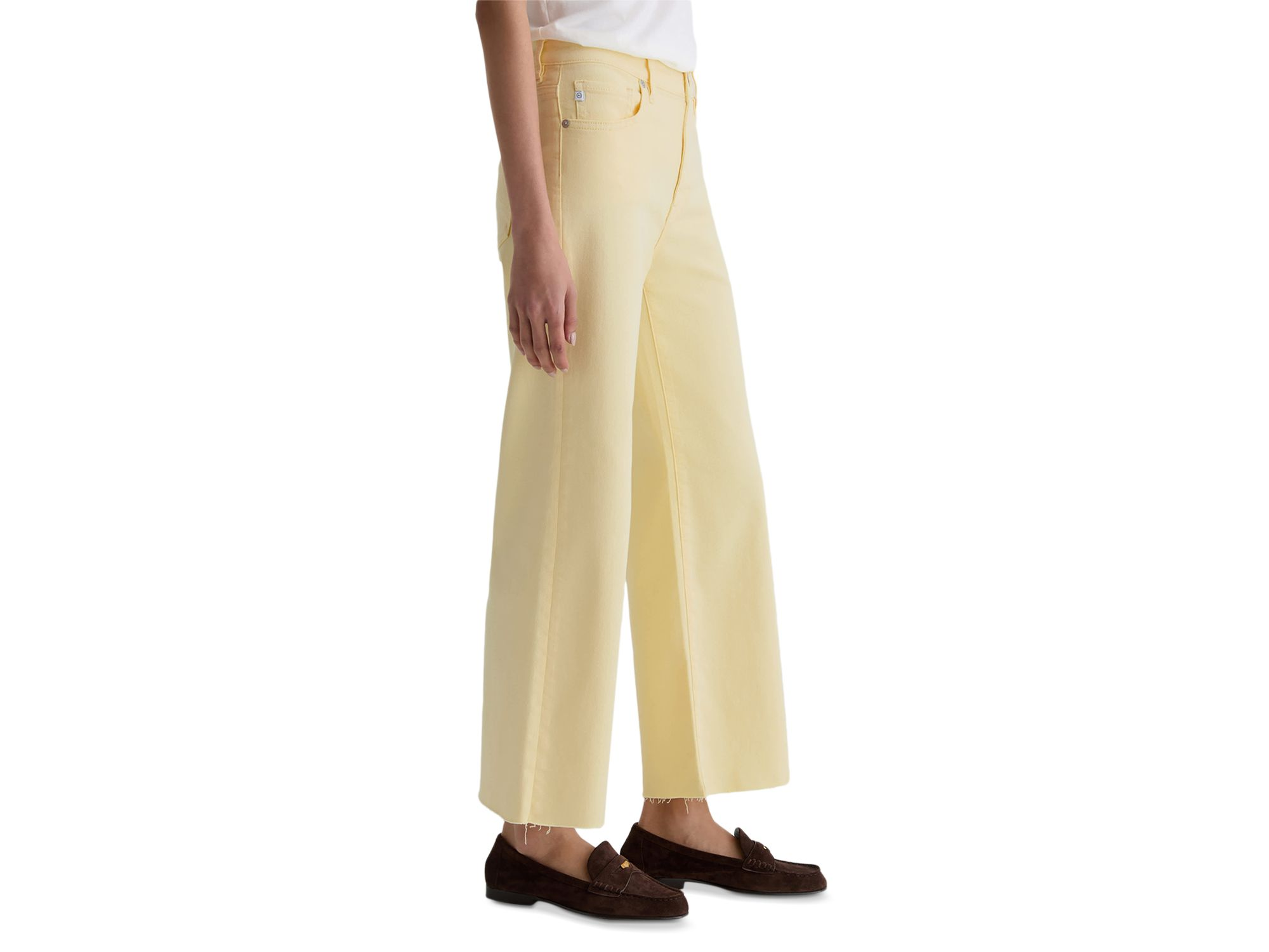 Saige High Rise Wide Leg Crop Jeans in Sunlight Yellow — Image 6