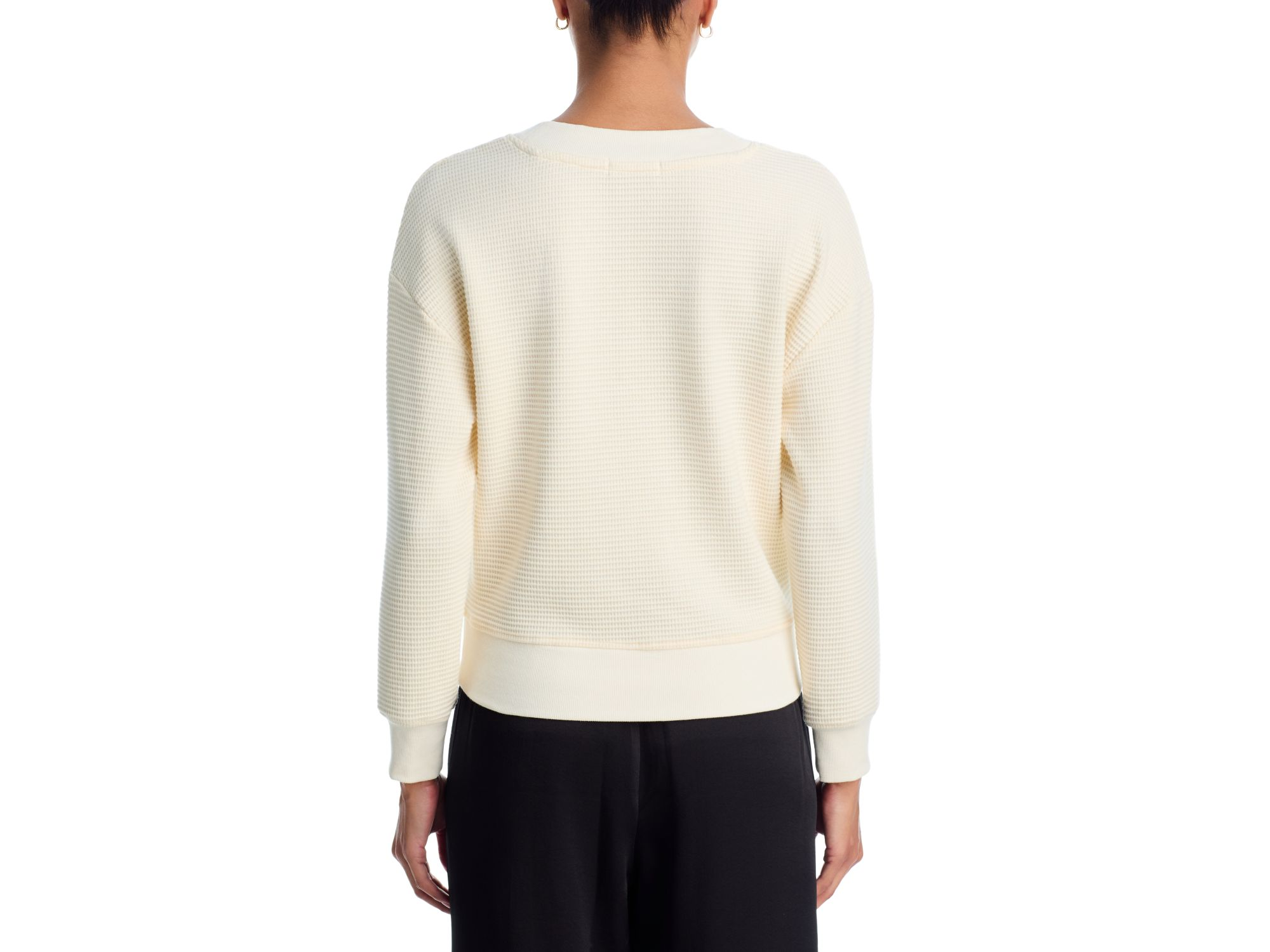 V Neck Waffle Knit Top - Exclusive — Image 3