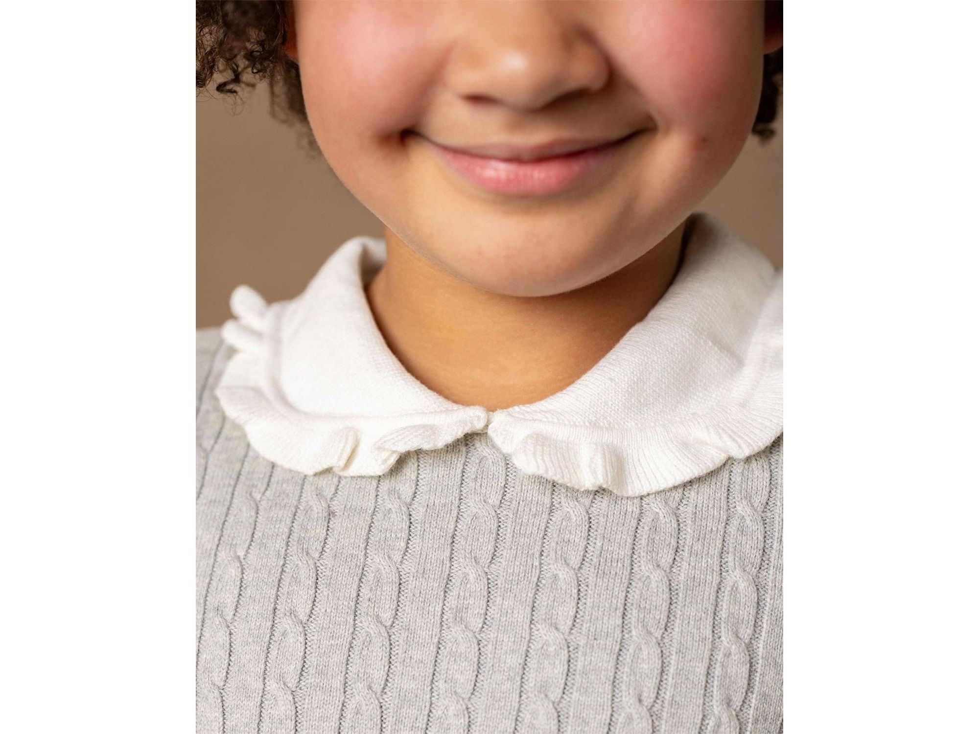Girls' Organic Long Sleeve Cable Knit Peter Pan Collar Sweater Dress - Baby, Little Kid, Big Kid — Image 5