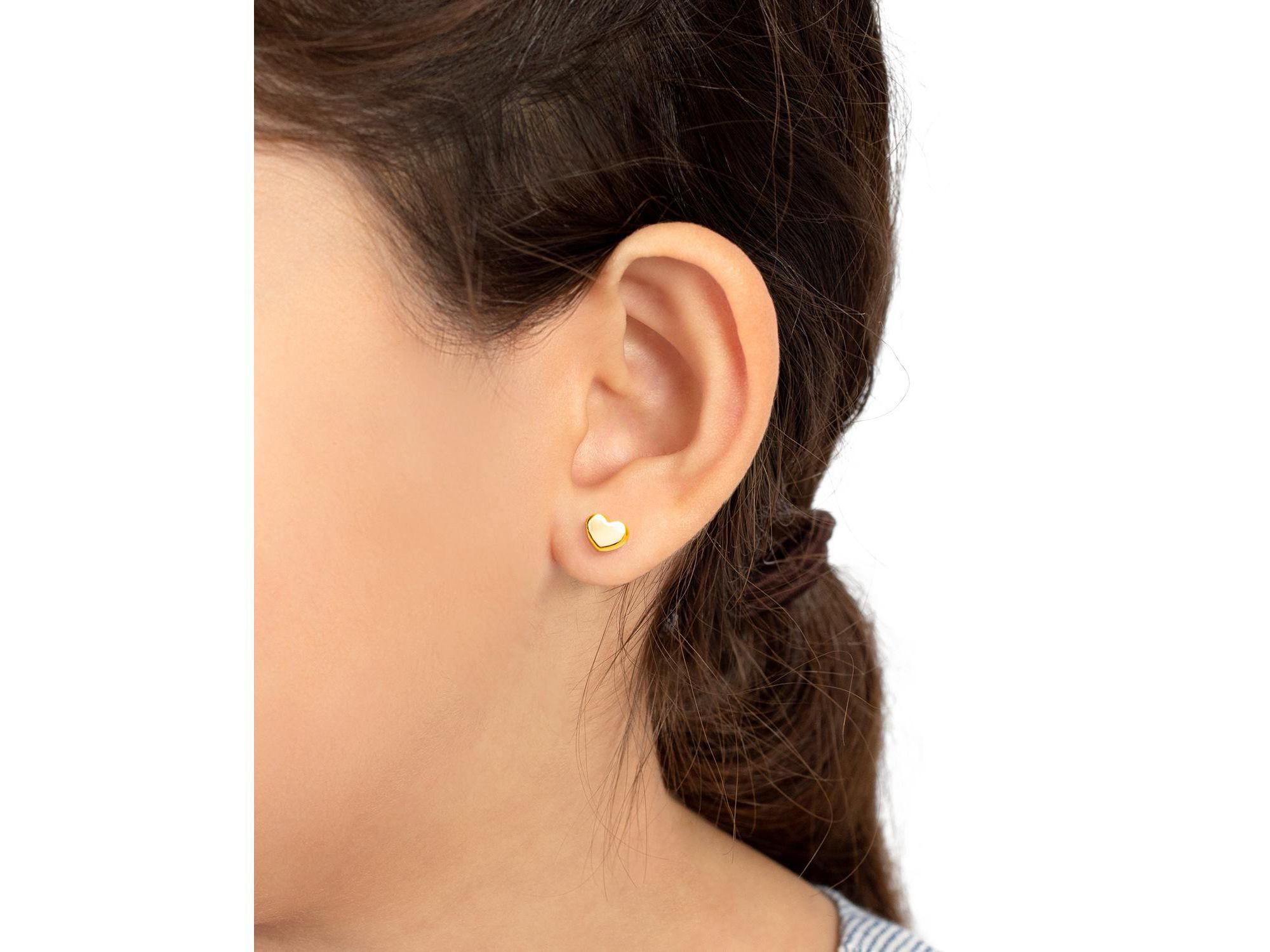 Girls' 14K Gold Modern Heart Studs Screw Back Earrings - Baby, Little Kid, Big Kid — Image 3