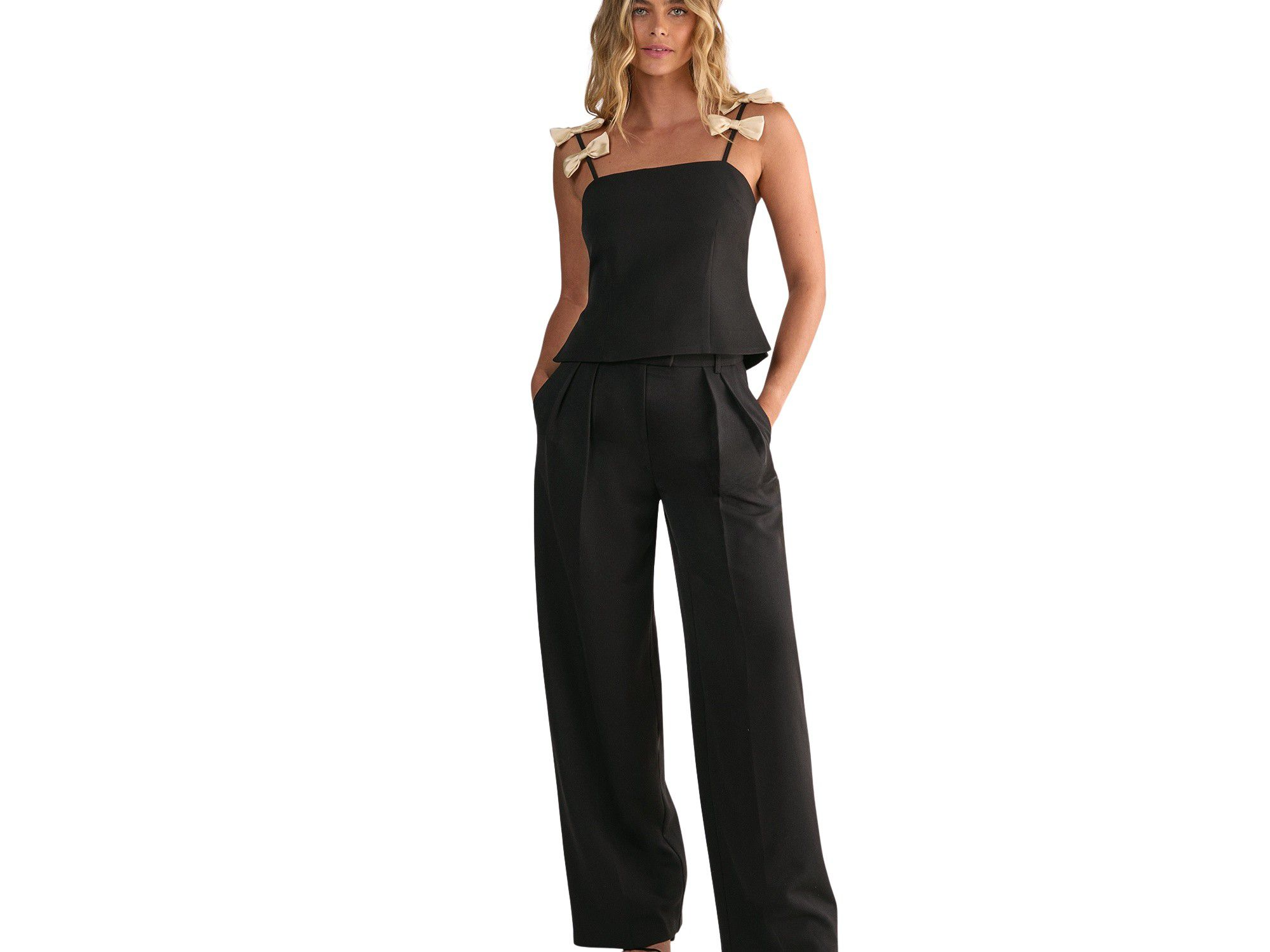Contrast Bow Tailored Top — Image 4