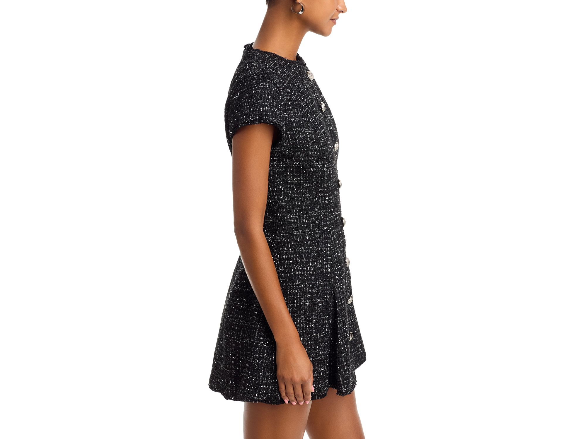 Speckled Tweed Pleated Mini Dress — Image 3