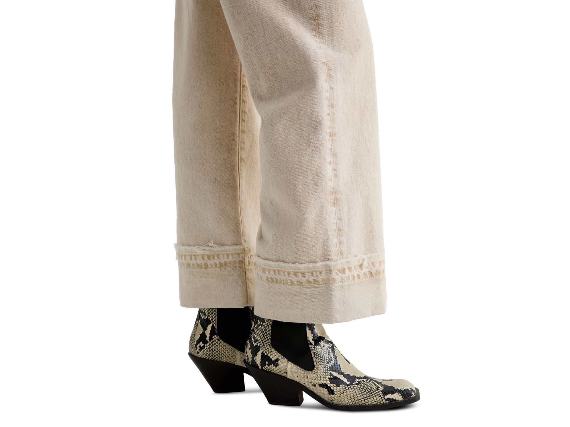 Saige Mid Rise Wide Leg Crop Jeans in Sulfur Melange Camel — Image 4