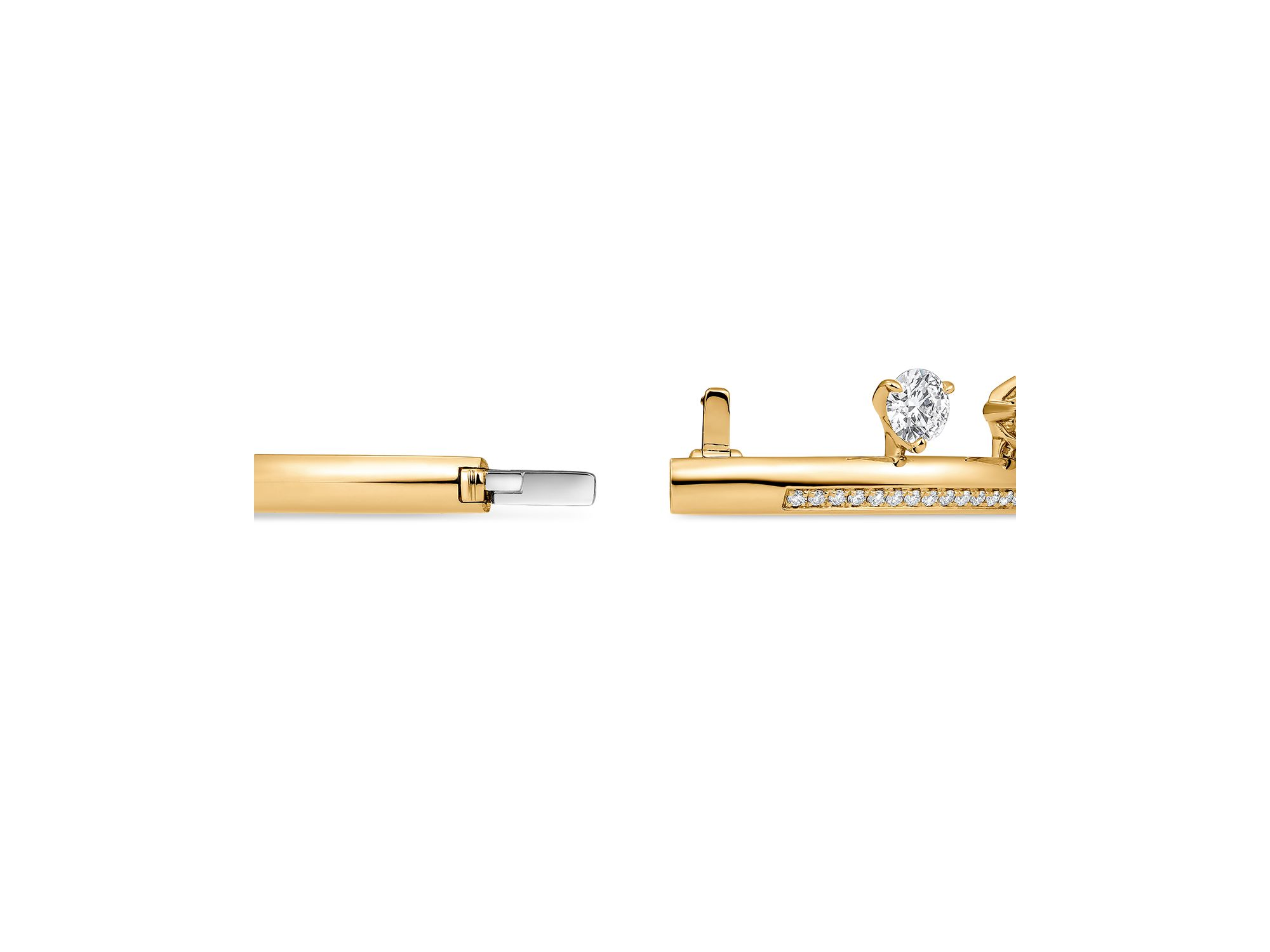18K Yellow Gold Barre Diamond Dangle Pavé Bangle Bracelet — Image 4