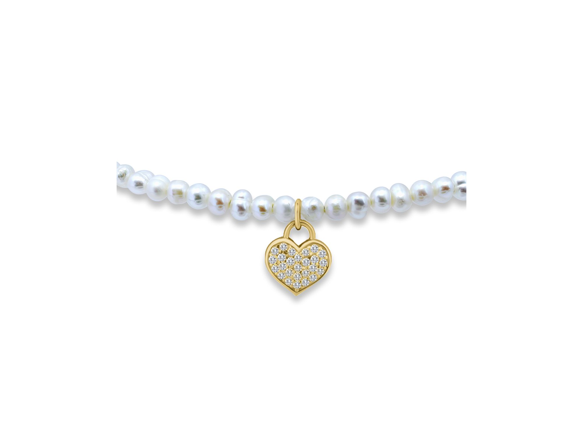 Pavé Heart Charm Cultured Freshwater Pearl Beaded Slider Bracelet - Exclusive — Image 4