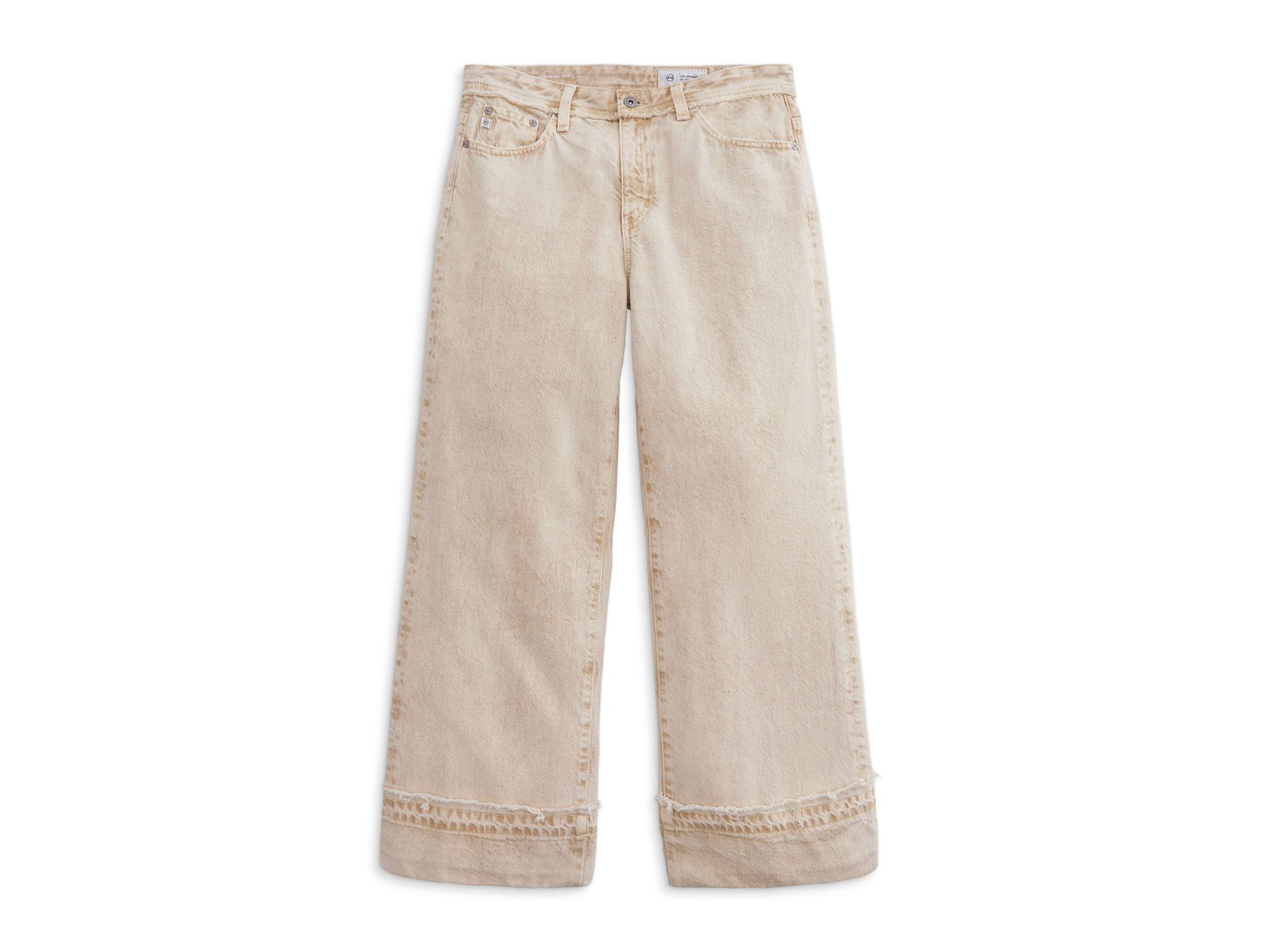 Saige Mid Rise Wide Leg Crop Jeans in Sulfur Melange Camel — Image 5