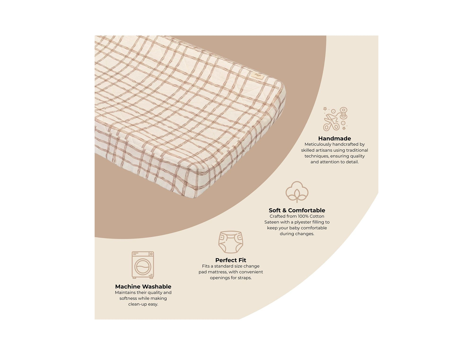 Unisex Charlie Farmhouse Quilted Change Pad Cover — Image 3