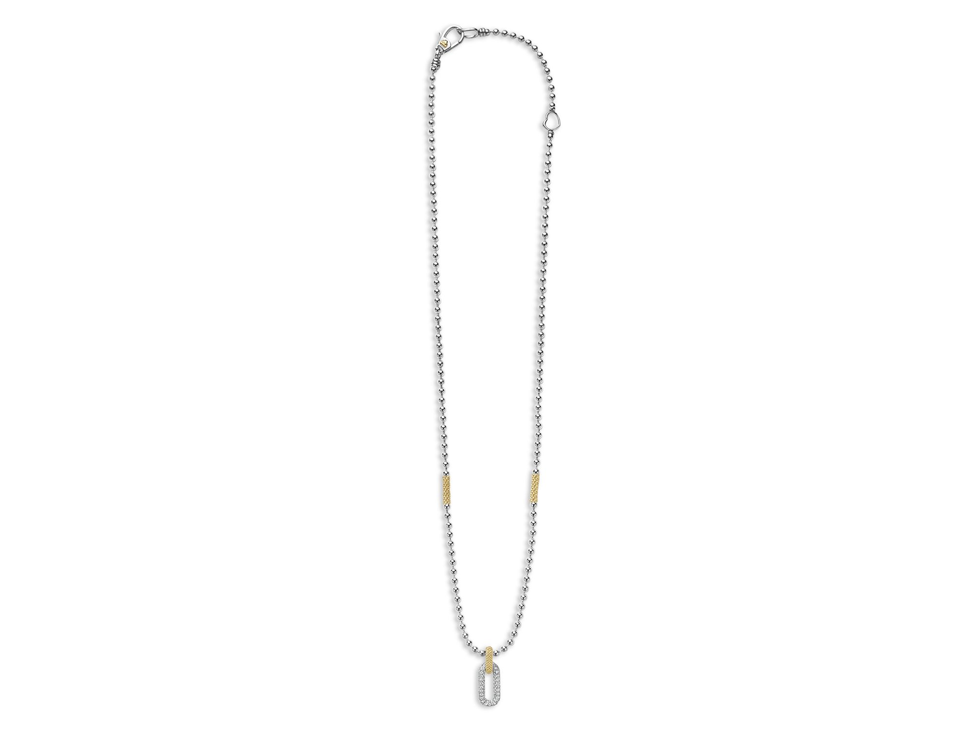 18K Yellow Gold & Sterling Caviar Lux Diamond Clip Pendant Necklace, 16-18" - Exclusive — Image 4