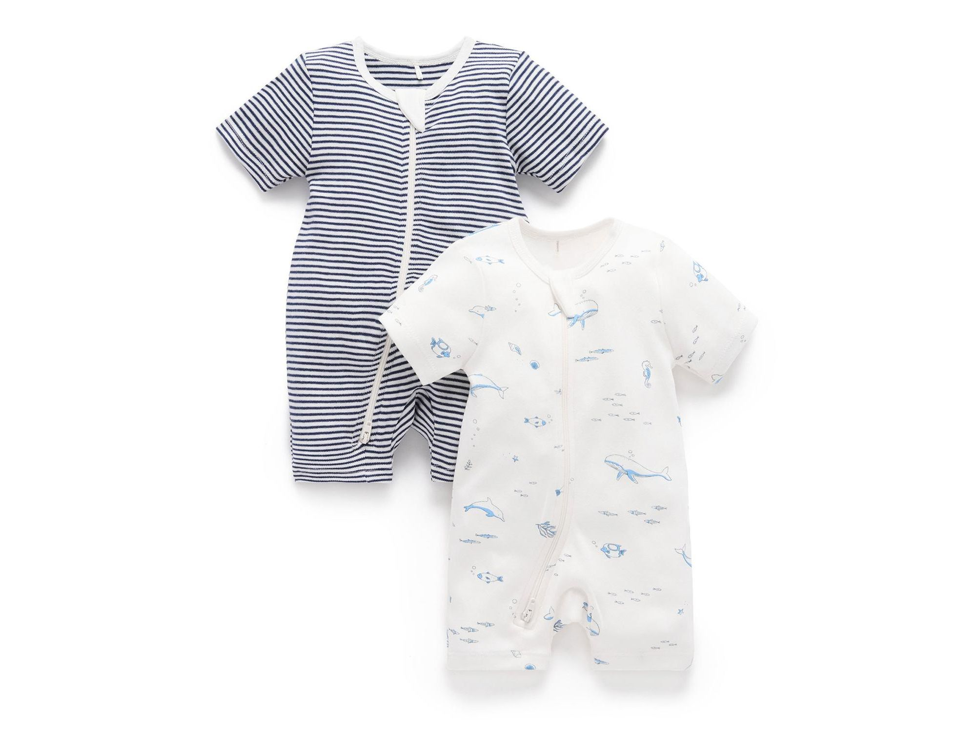 Boys' 2 Pack Short Zip Romper - Baby - Image 1