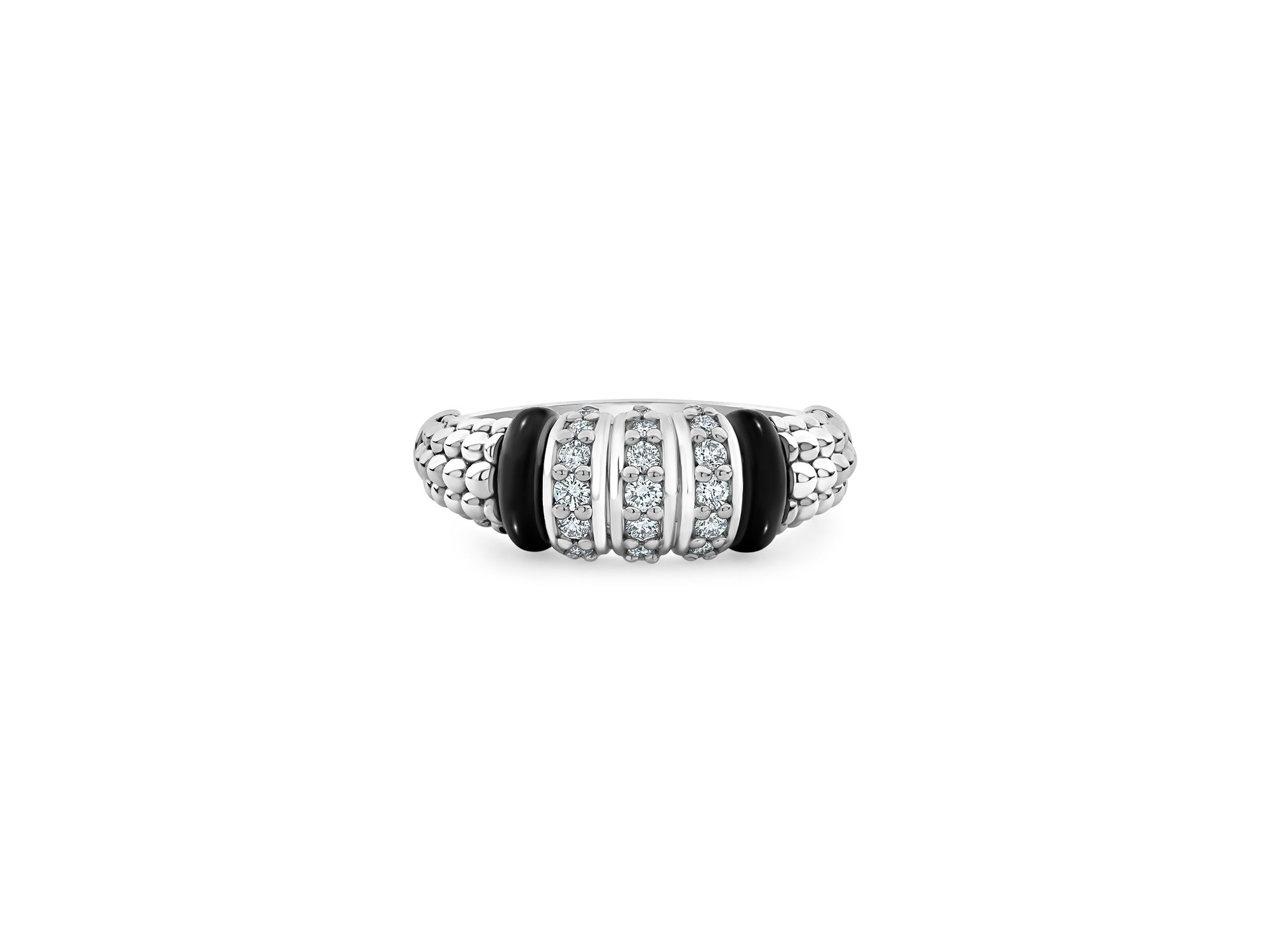 Sterling Black Caviar Diamond & Black Ceramic Statement Ring — Image 3