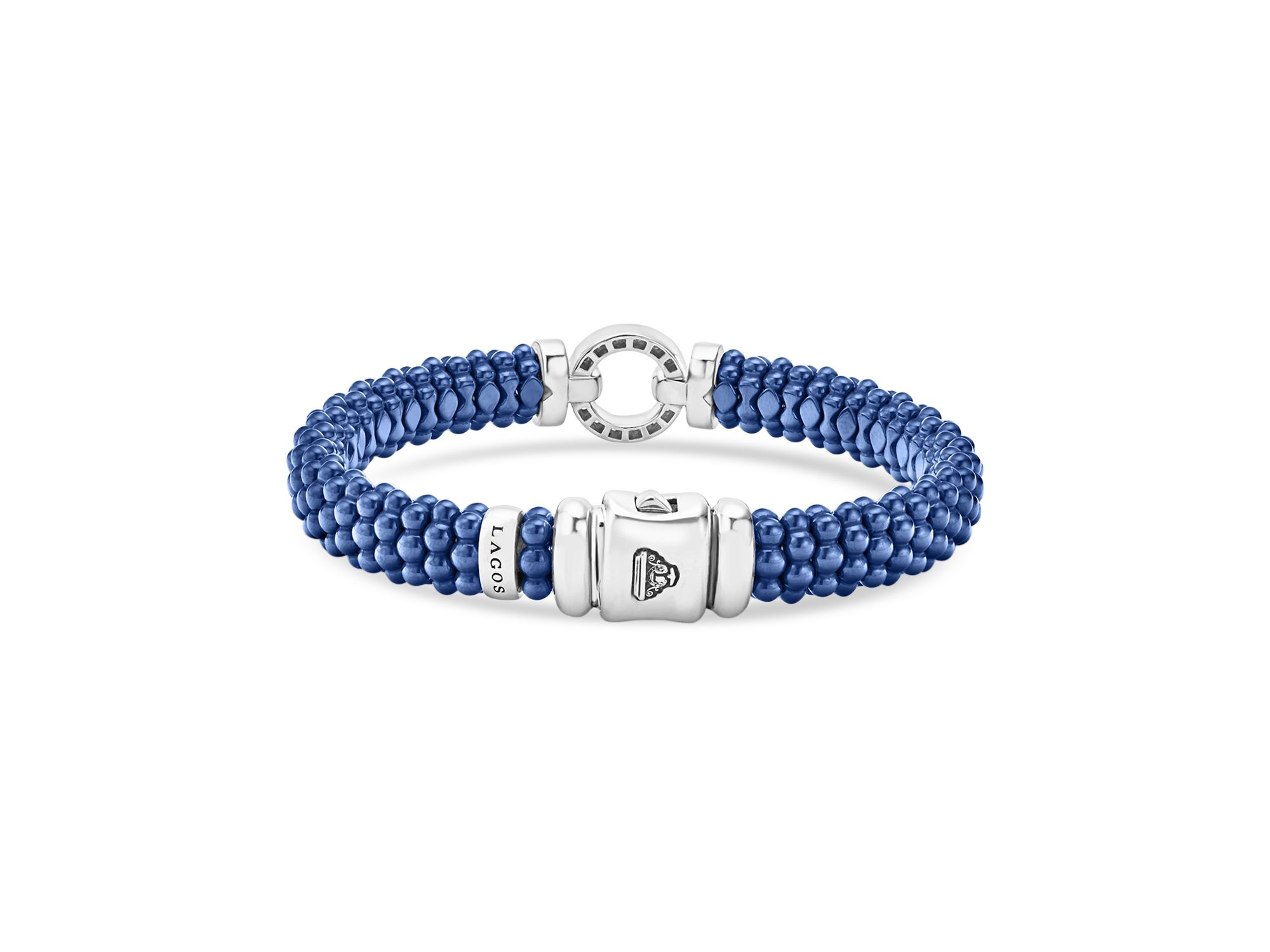 Sterling Silver Ceramic Caviar & Diamond Circle Bracelet — Image 5