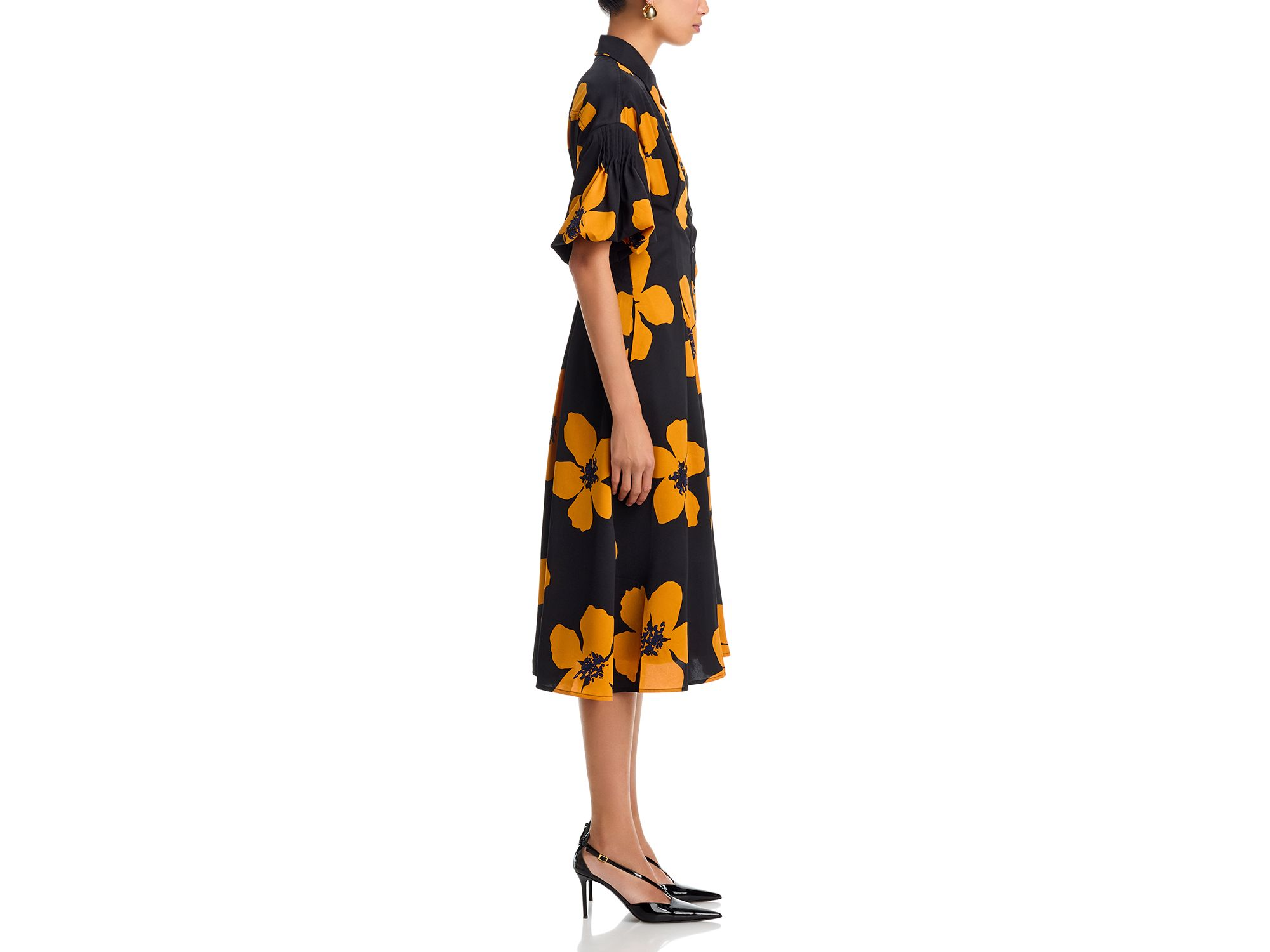 Button-Down Puff Sleeve Midi Dress — Image 5