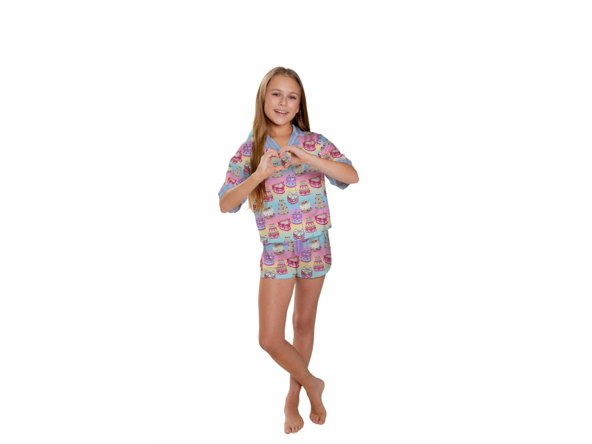 Girls' It's My Party Silky Short Sleeve Shorts Set-Little Kid, Big Kid — Image 4