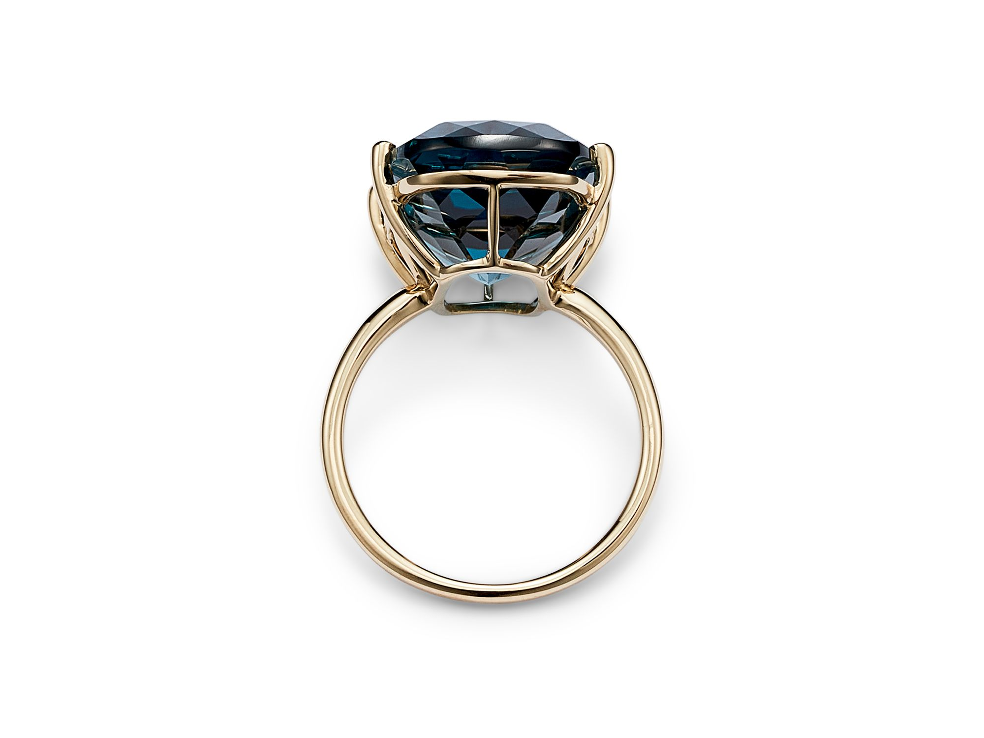 London Blue Topaz Statement Ring in 14K Yellow Gold — Image 4
