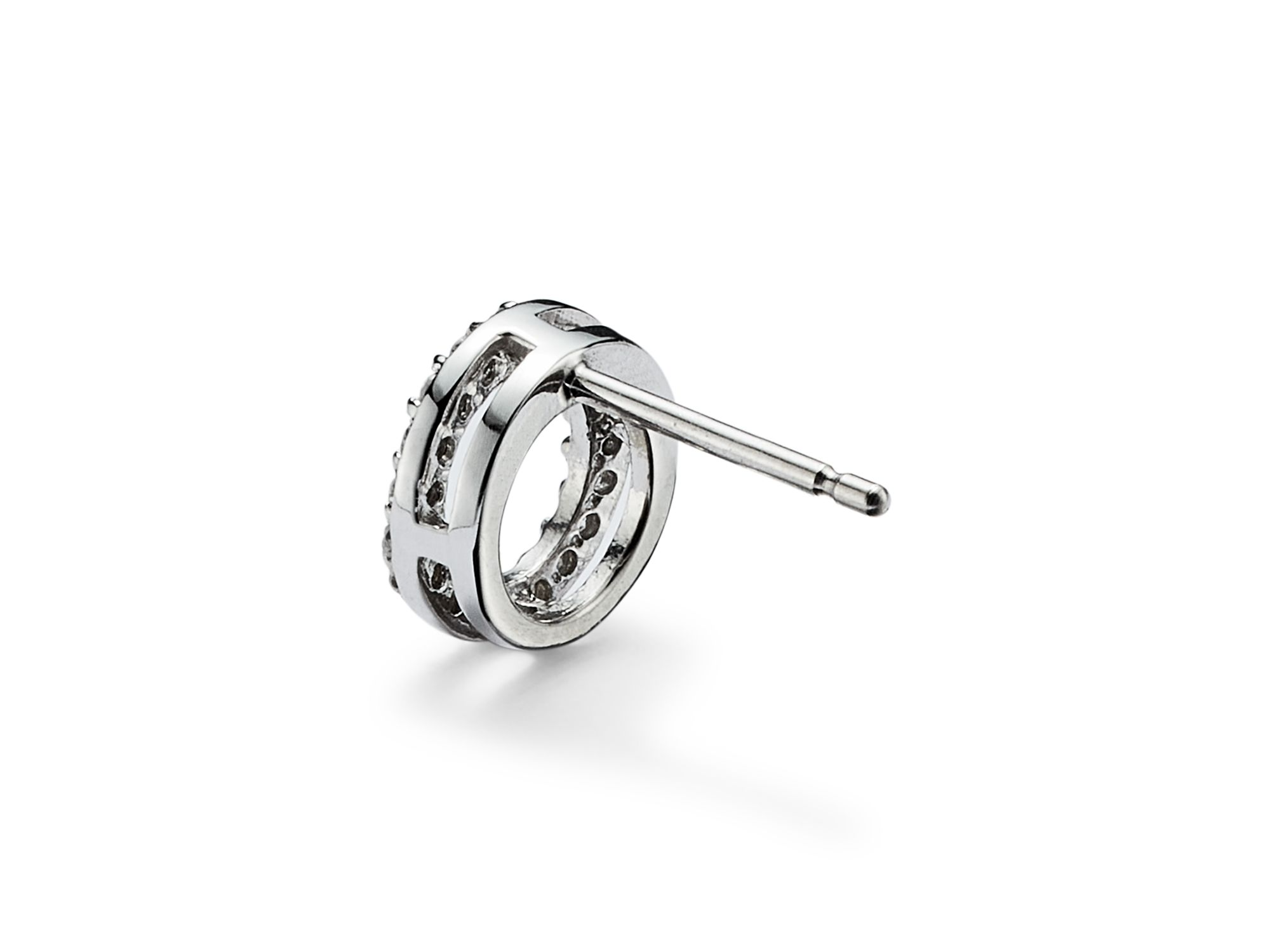 Diamond Circle Stud Earrings in 14K White Gold, .20 tcw — Image 5