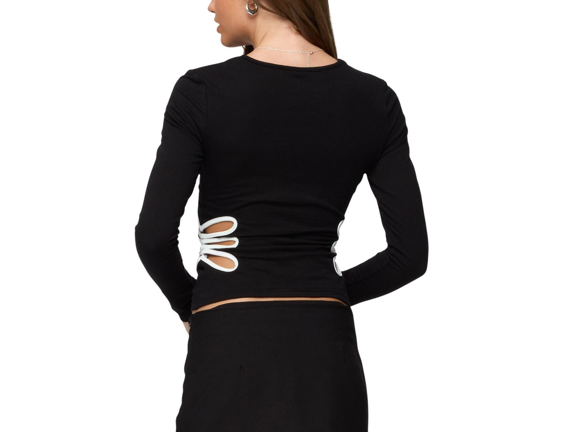 Contrast Cut Out Long Sleeve Top — Image 3