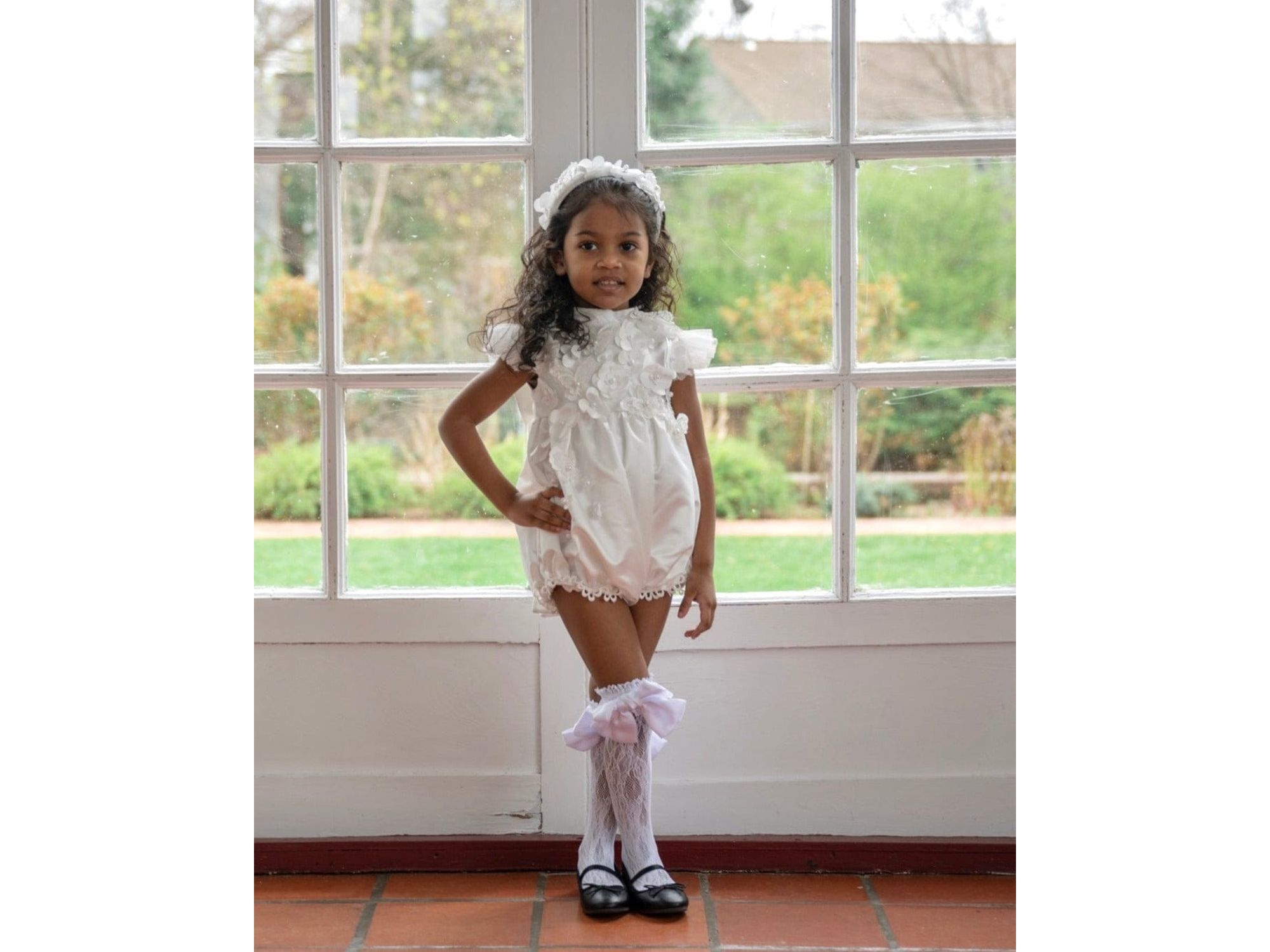 Unisex Butterfly White Satin Ceremony Romper — Image 5