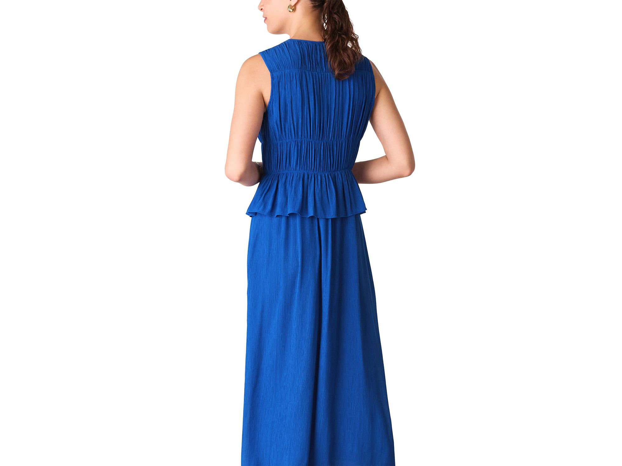 Shirred V Neck Midi Dress — Image 4