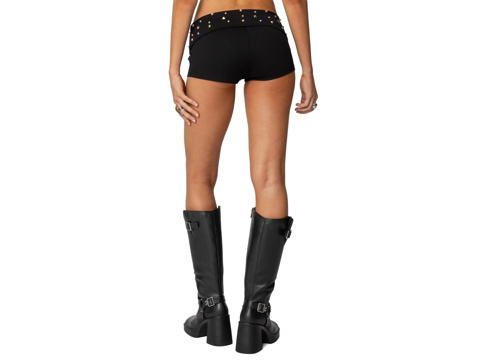 Studded Foldover Micro Shorts — Image 3
