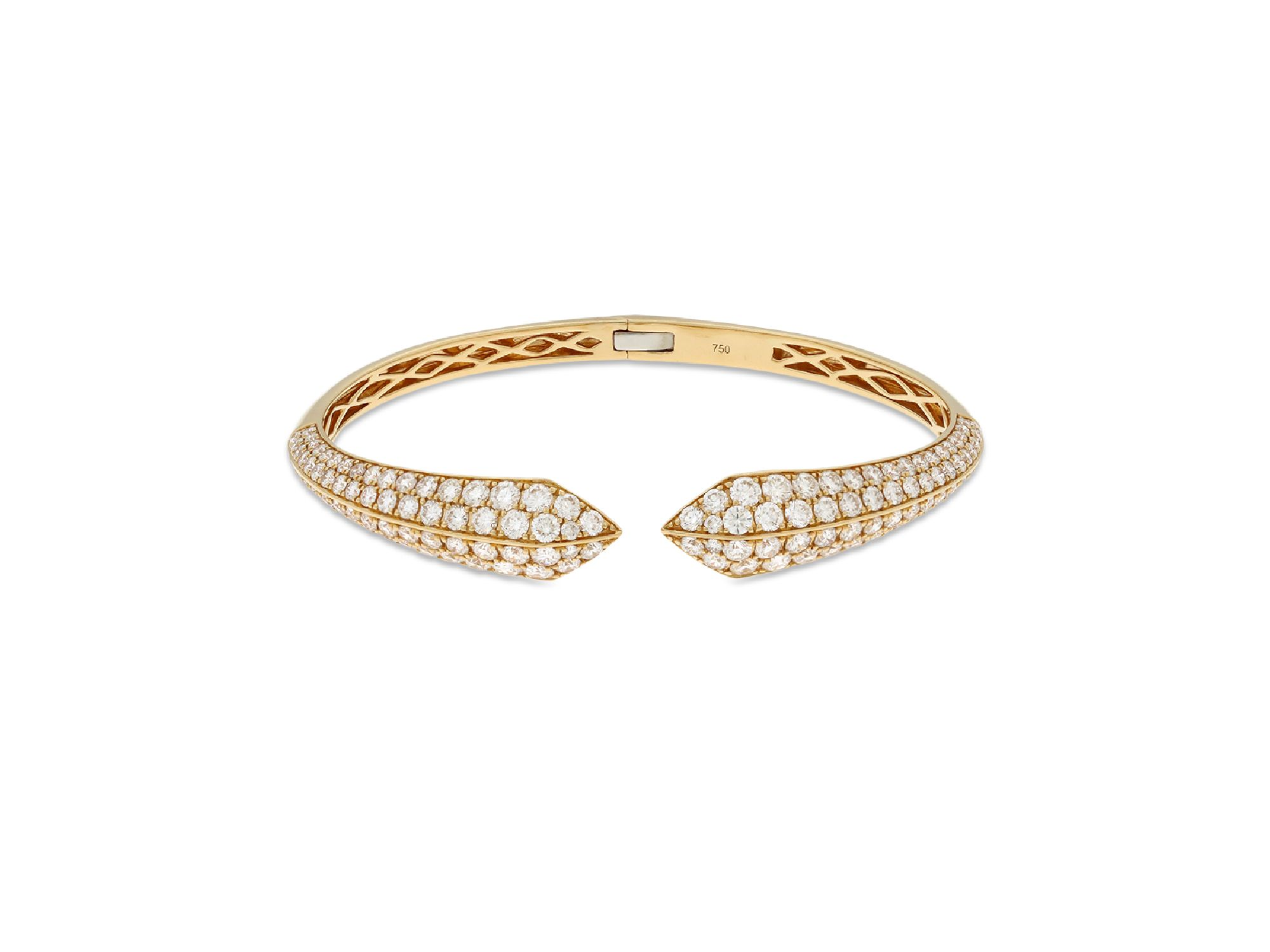 18K Yellow Gold Via Fiori Chiari Diamond Kiss Cuff Bracelet - Exclusive, Italy Campaign — Image 3
