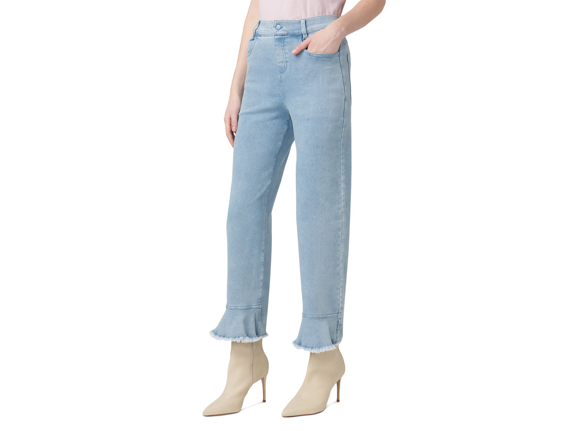 High Rise Ruffle Hem Skimmer Jeans — Image 4
