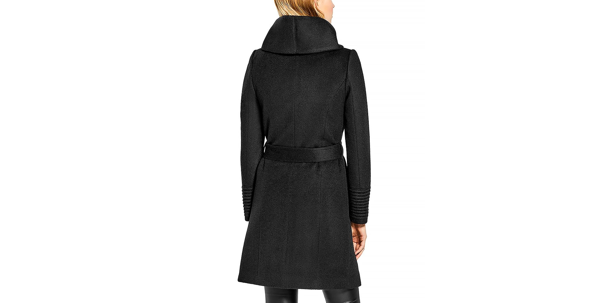 Hooded Mid Length Wrap Coat — Image 3