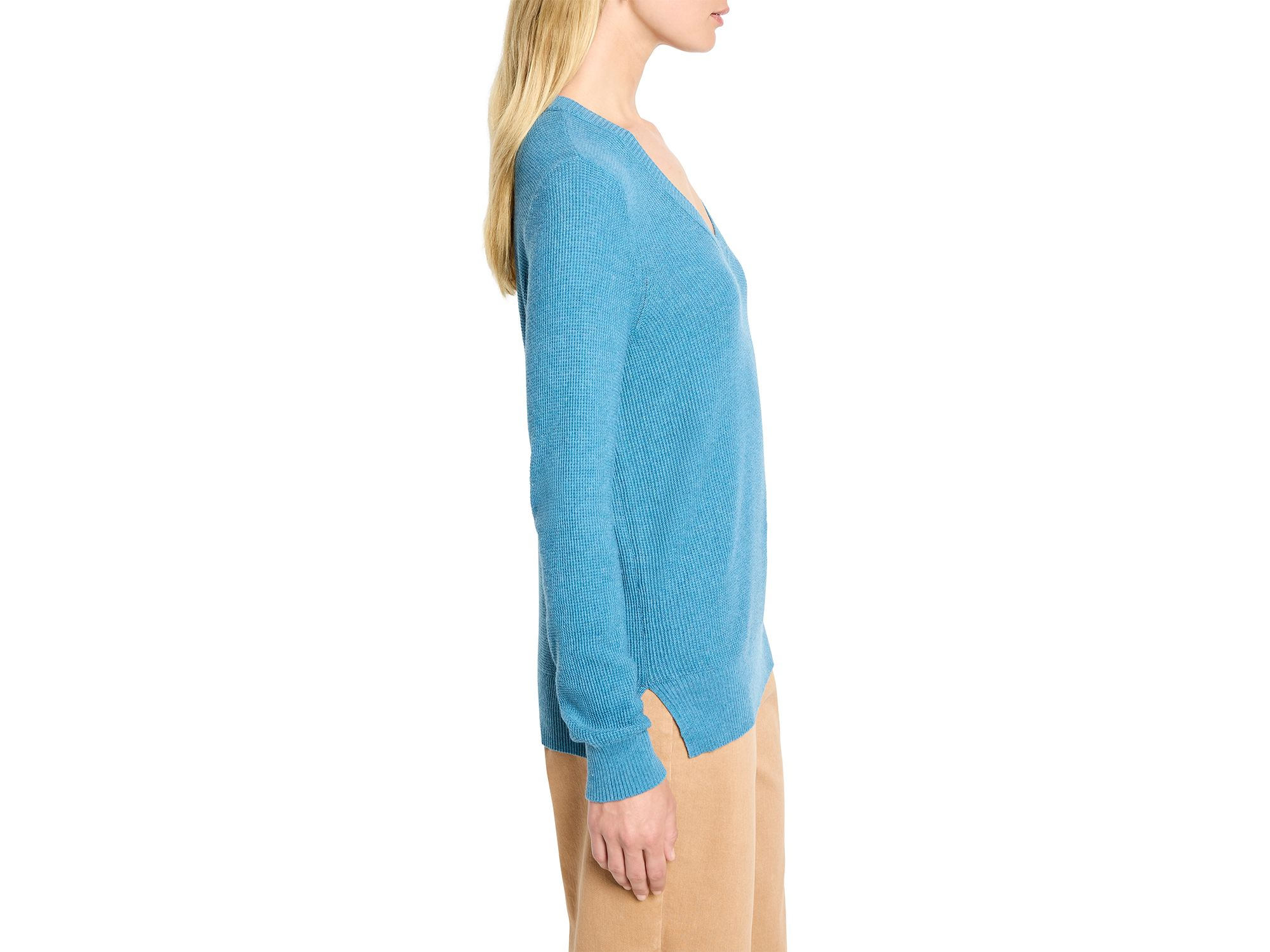 Waffle Stitch V Neck Sweater — Image 3
