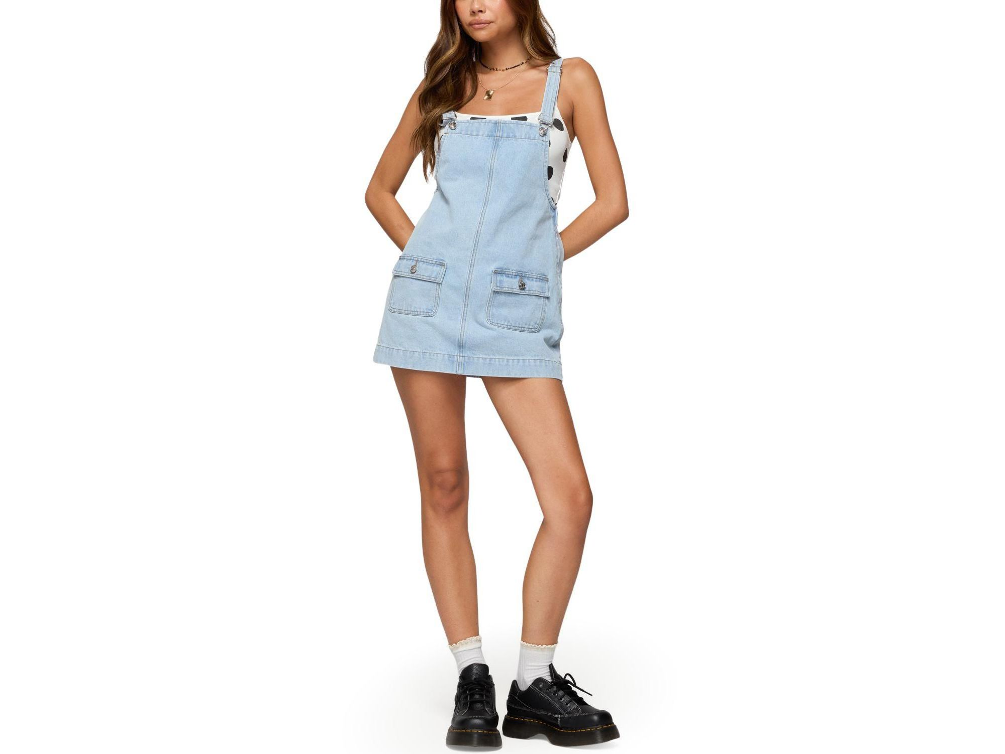 Overall Denim Mini Dress — Image 3