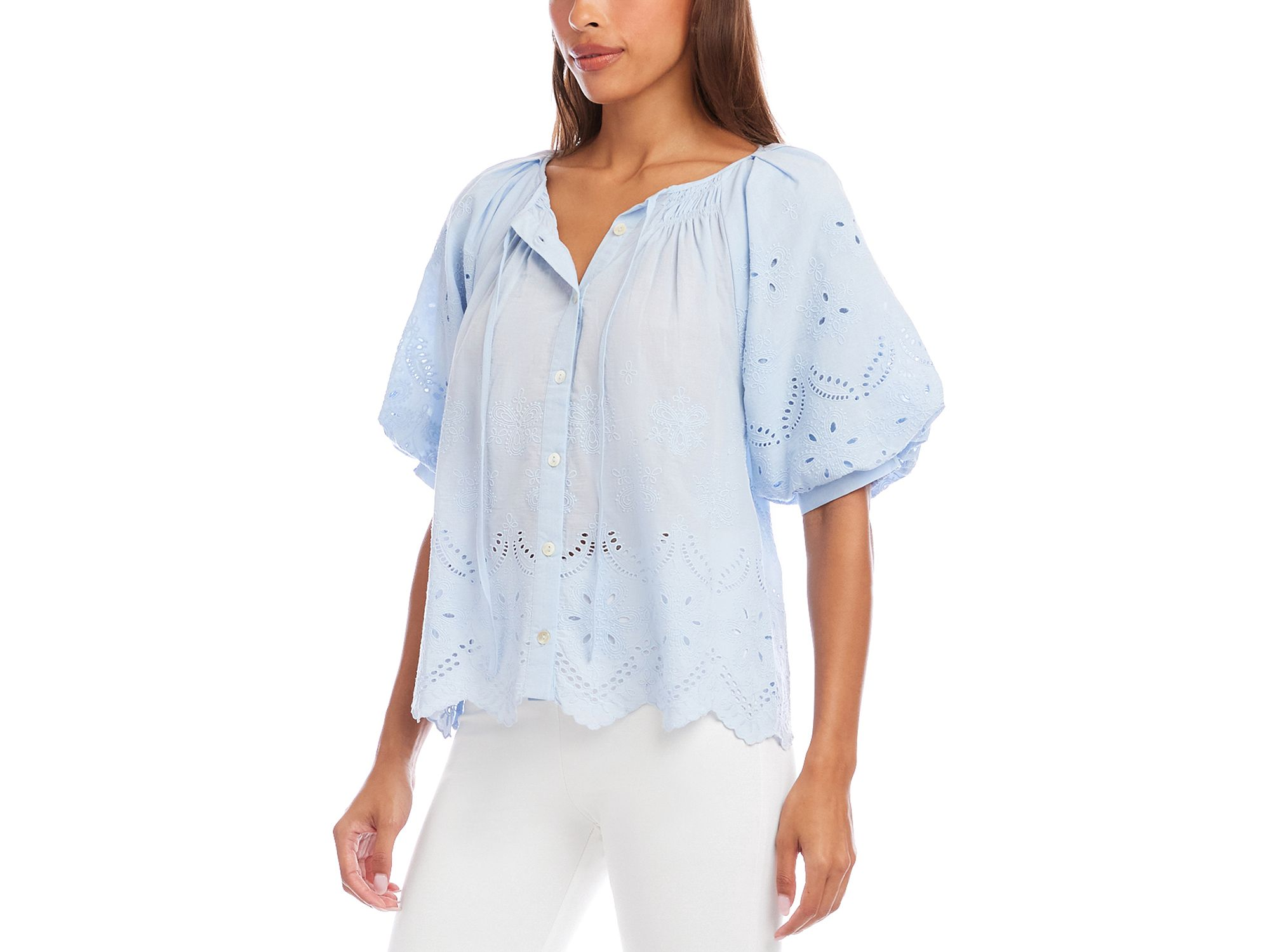 Puff Sleeve Embroidered Top — Image 4