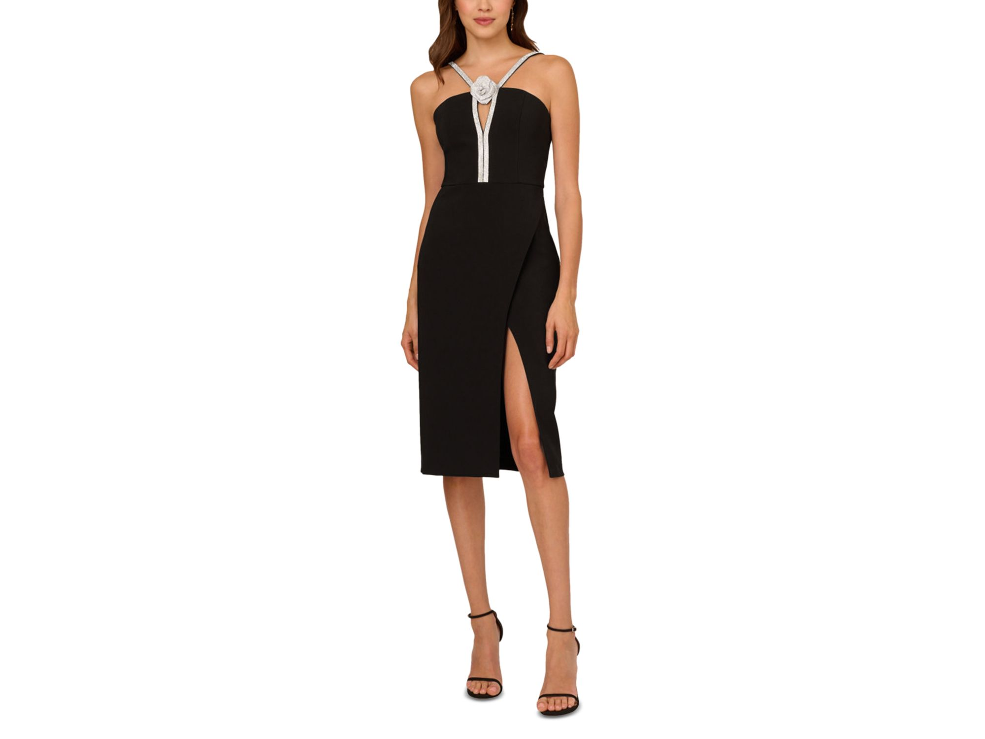 Stretch Crepe Halter Midi Dress - Image 1