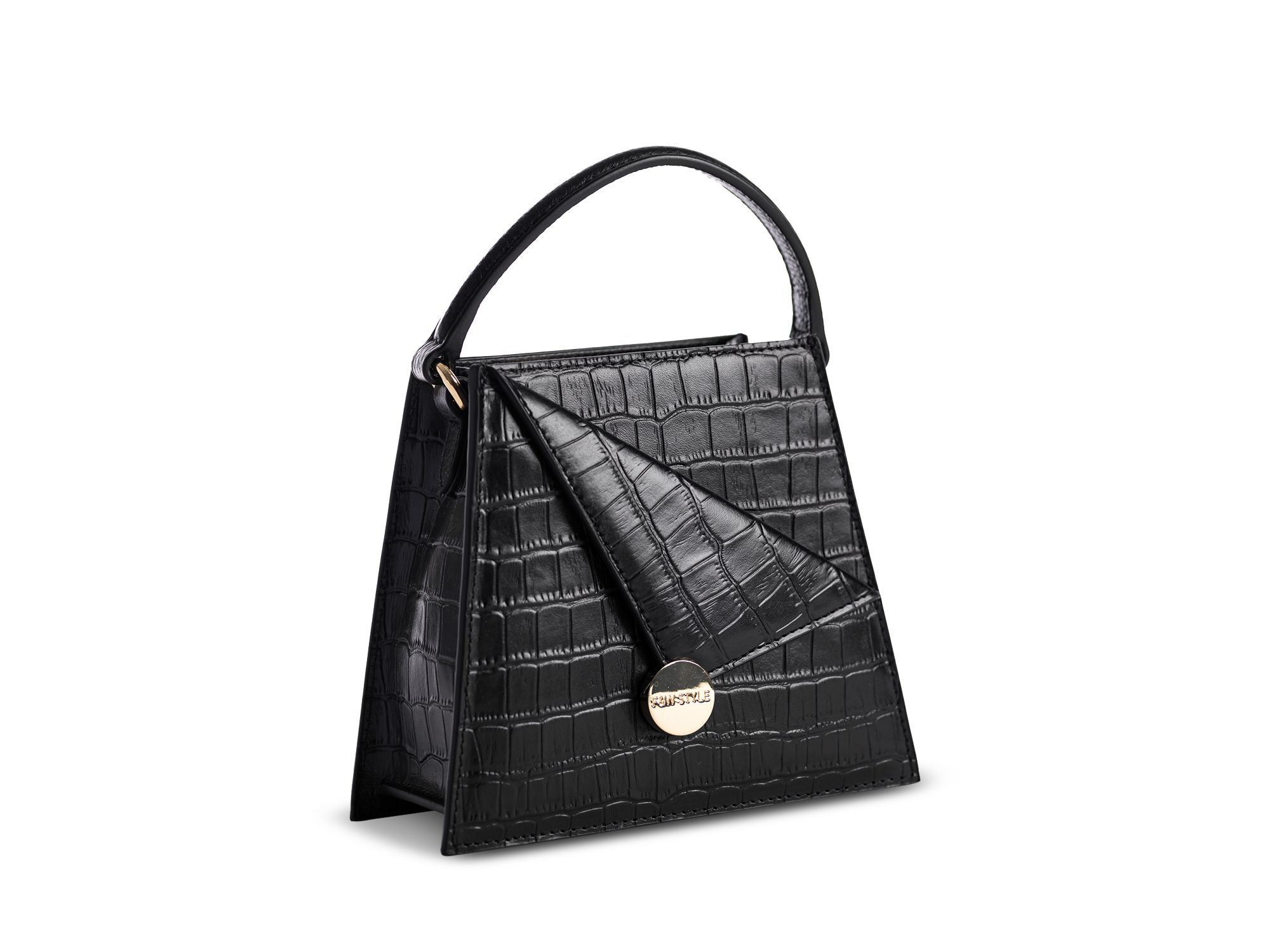 Kandi Croc Embossed Leather Handbag — Image 4
