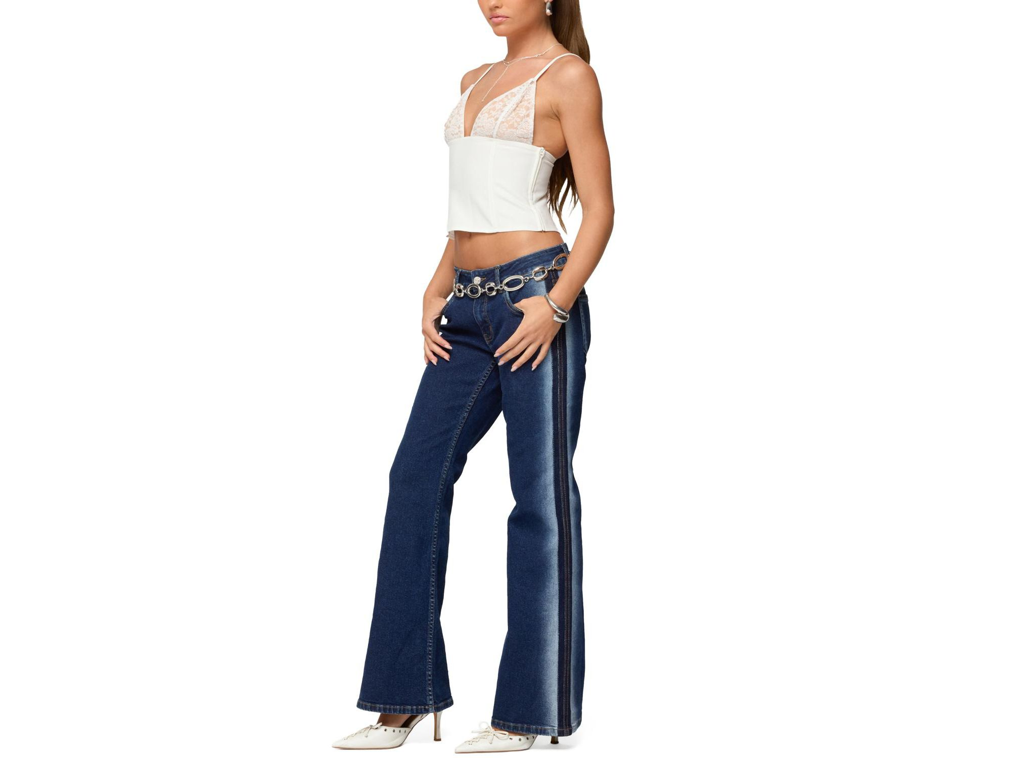 Keesha Lacey Boned V Neck Top — Image 5