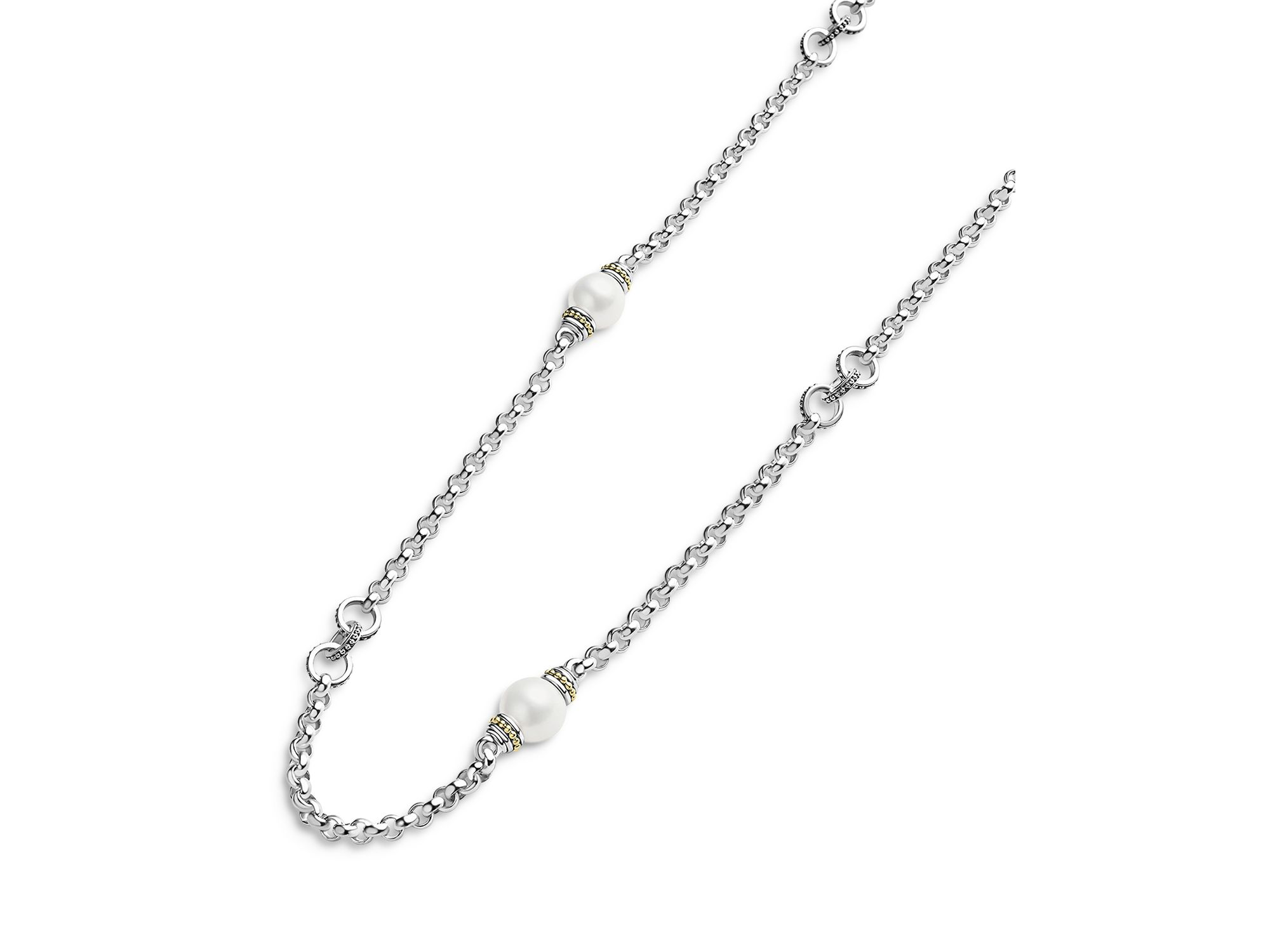 Sterling Signature Caviar Cultured Freshwater Pearl Station Necklace, 34" — Image 3