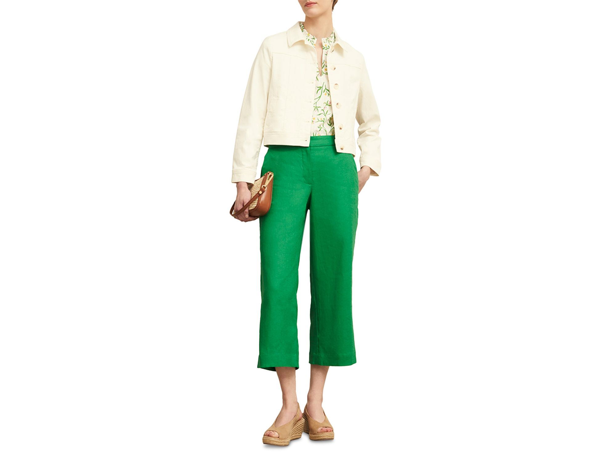 Lillie Linen Cropped Kick Flare Pants — Image 4