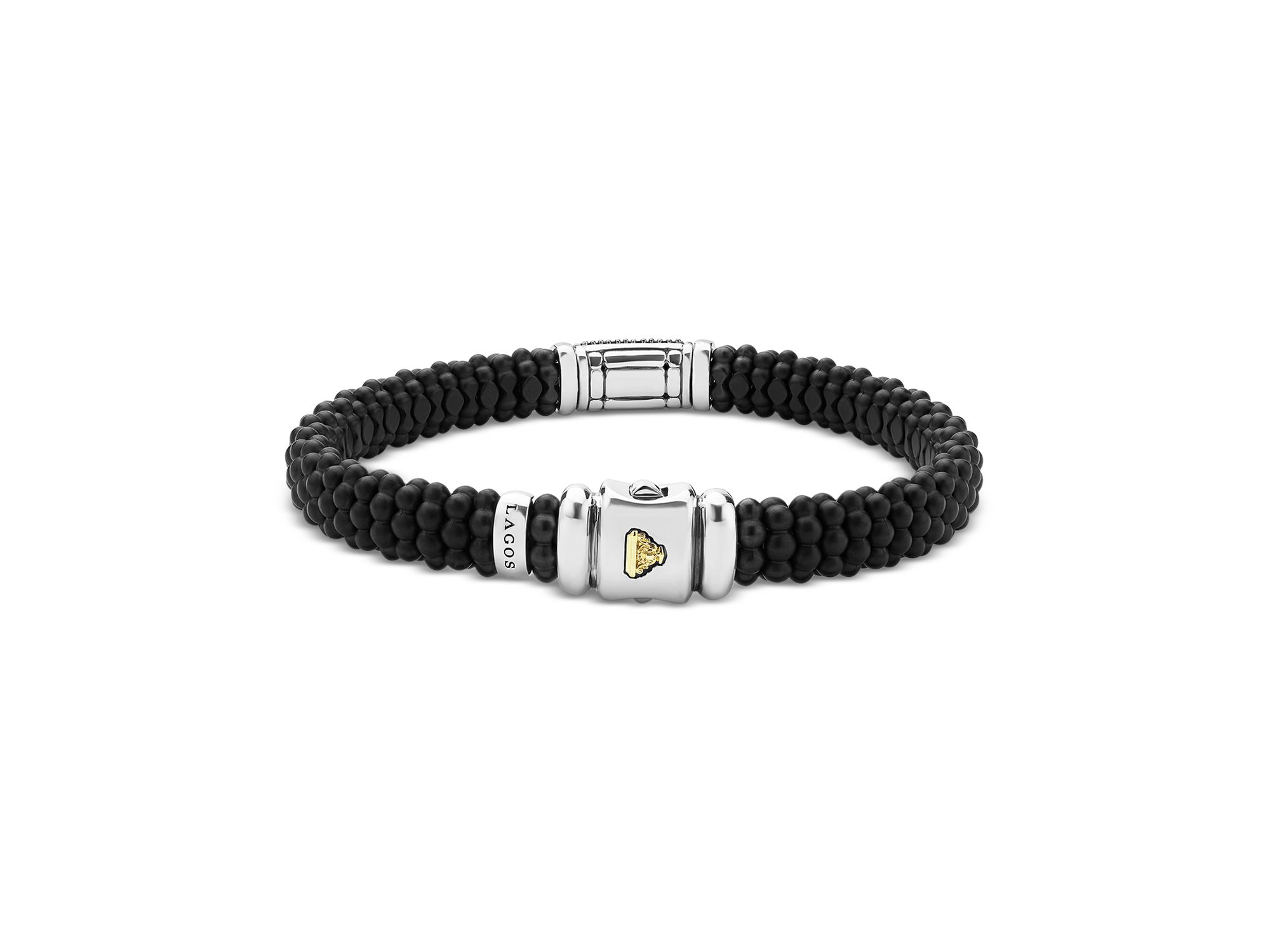 Two Tone Matte Black Ceramic Black Diamond Bracelet, 9mm — Image 6