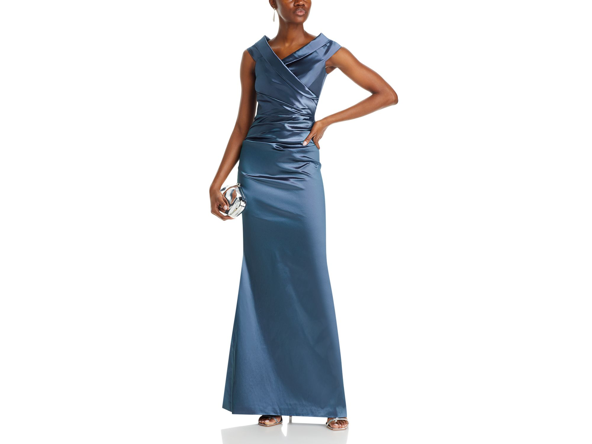 Ruched Cape Neck Gown — Image 4