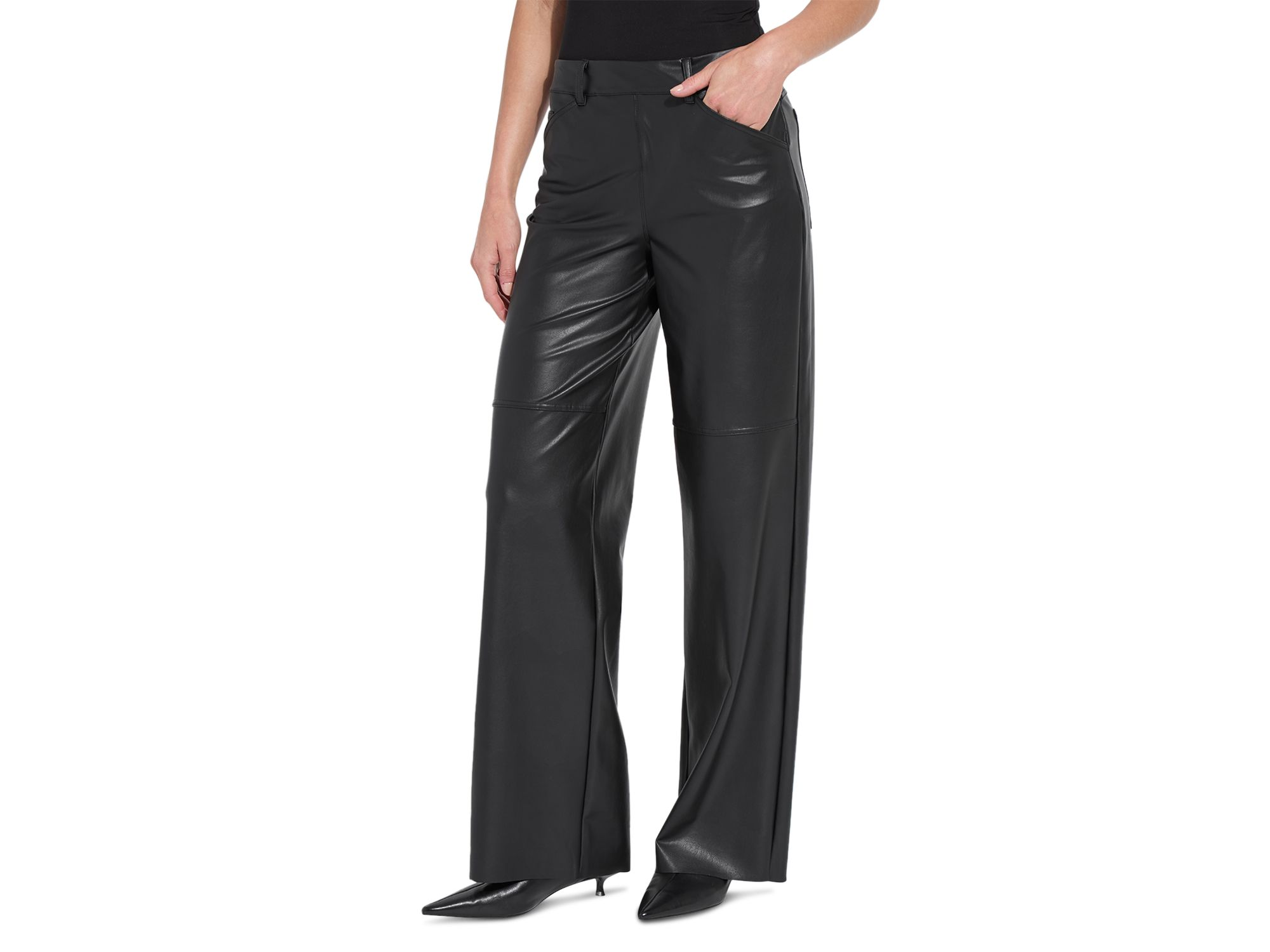 Azara Wide Leg Faux Leather Pants — Image 3