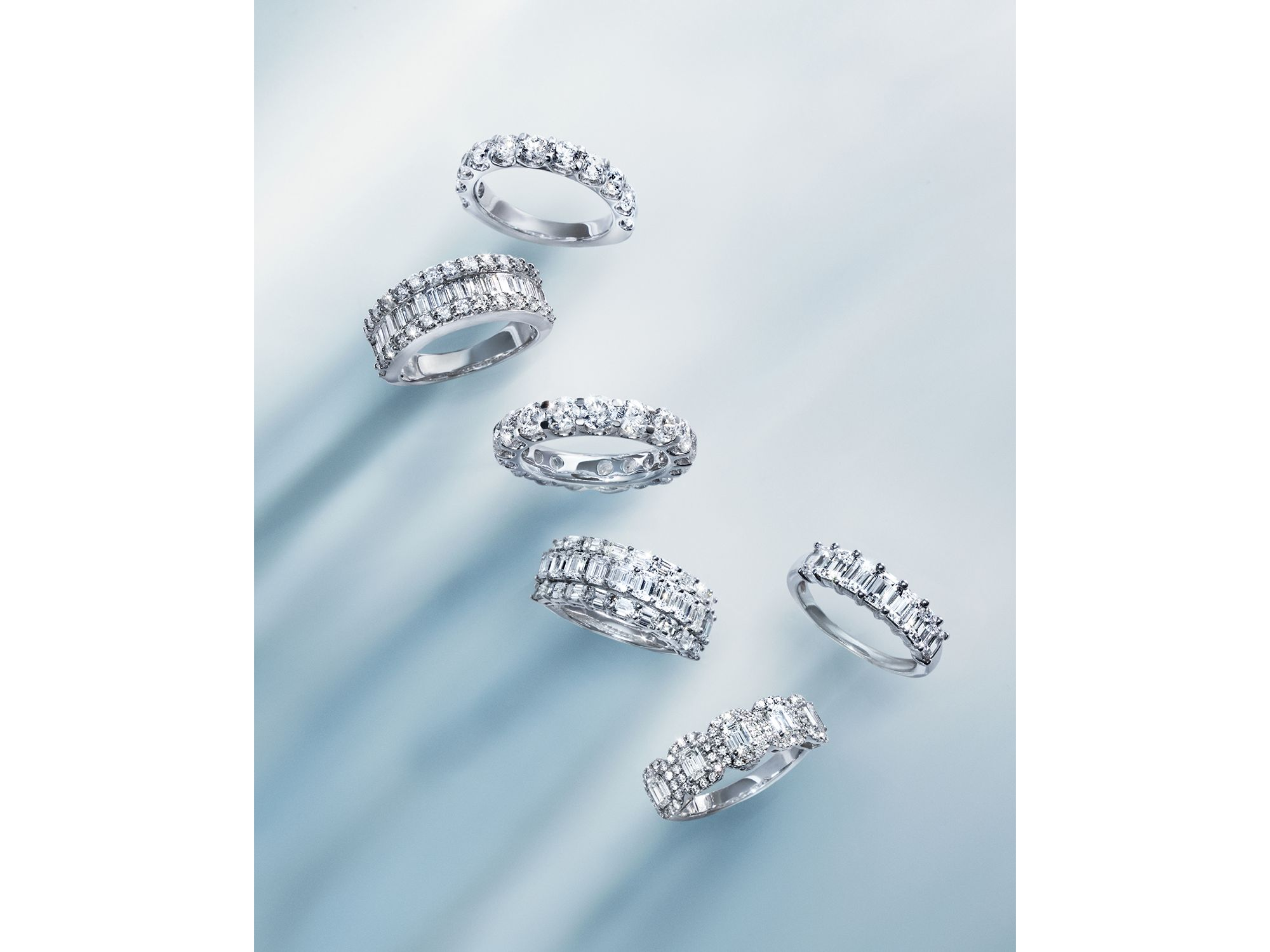 Diamond Baguette & Round Band in 14K White Gold, 2.15 tcw — Image 3
