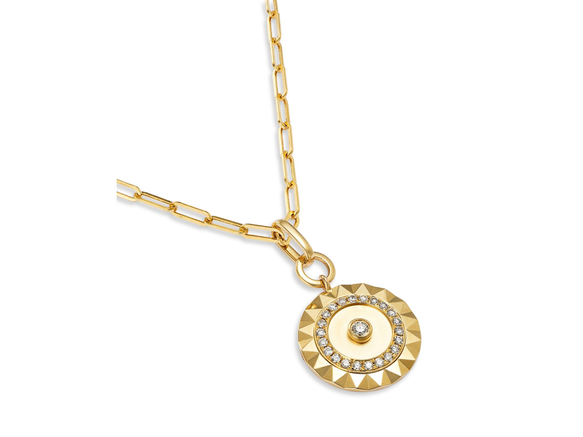 Diamond Circle Pendant Necklace in 14K Yellow Gold, 0.28 tcw — Image 3