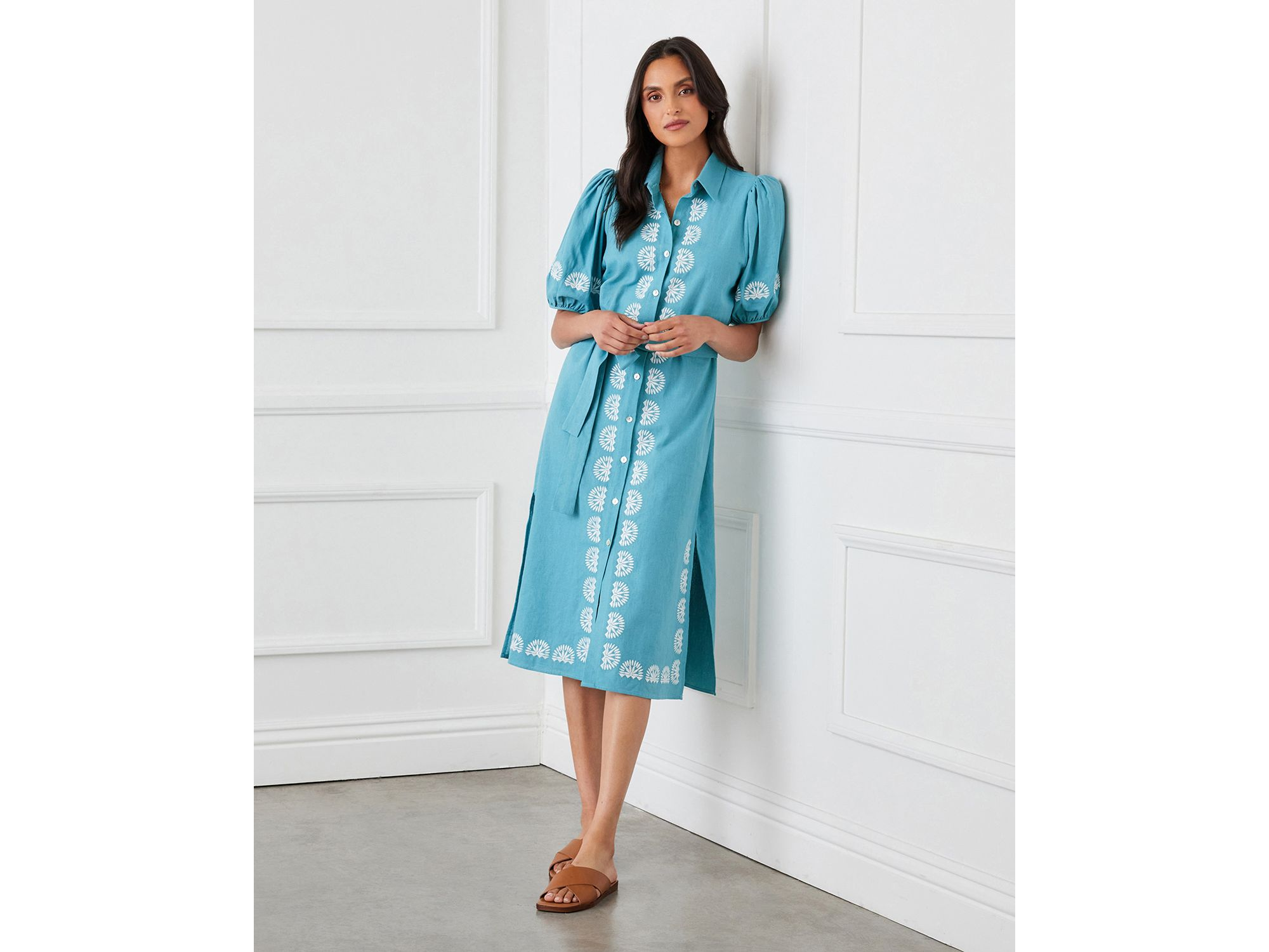 Embroidered Shirt Dress — Image 3