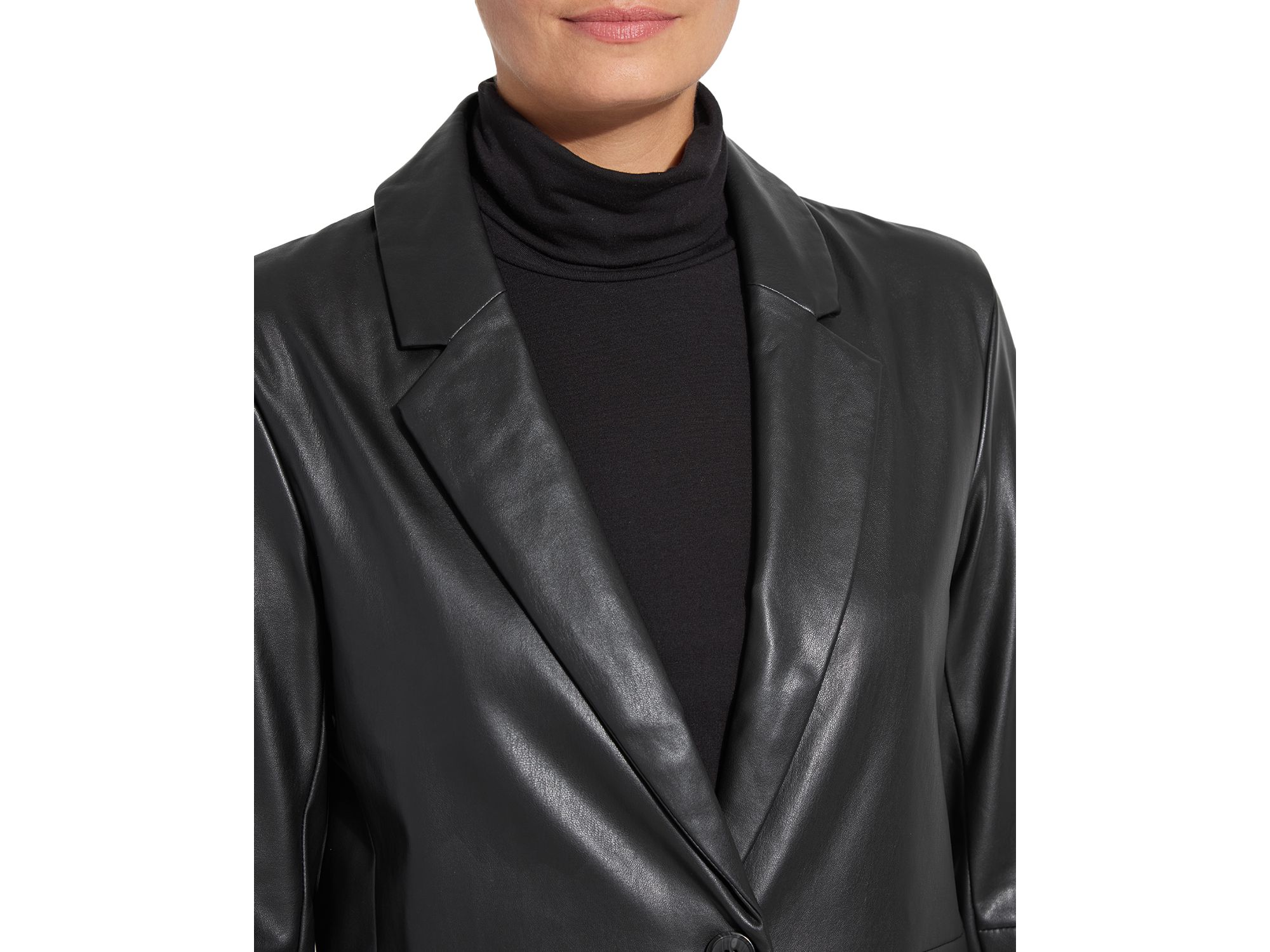 Faux Leather Blazer — Image 3