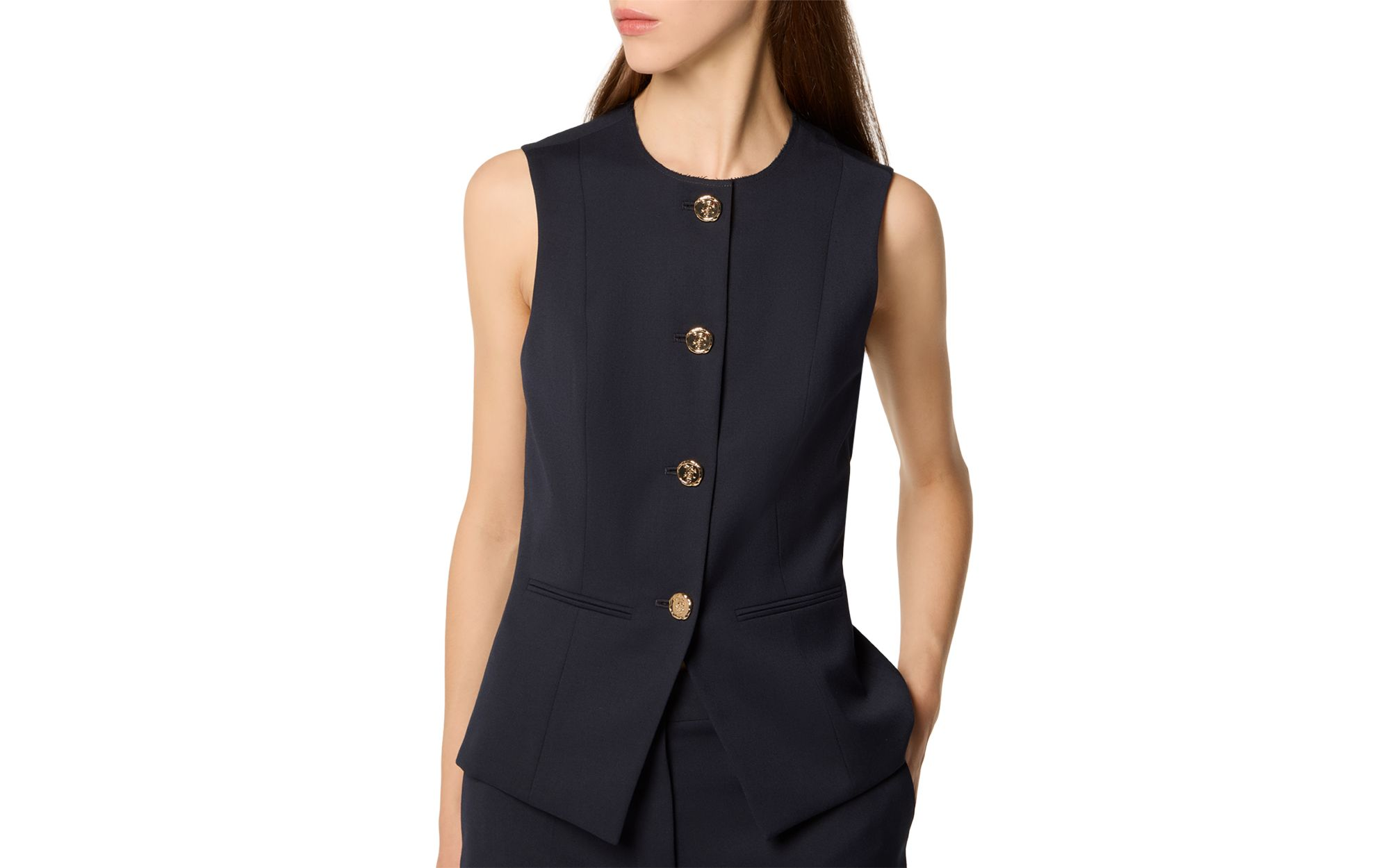 Fitted Sleeveless Blazer — Image 3