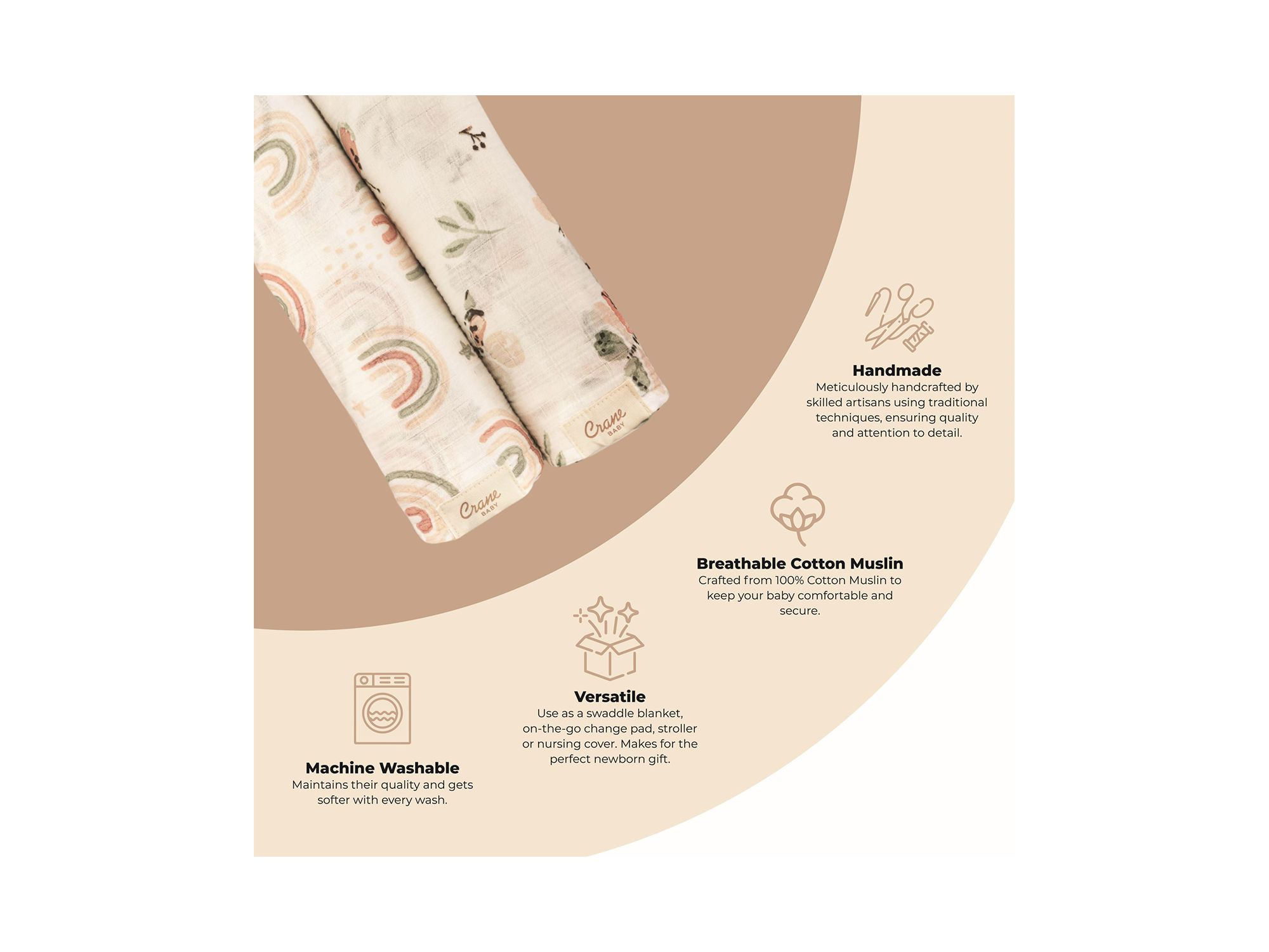 Parker Butterfly/Rainbow Swaddles, 2 Pack — Image 6